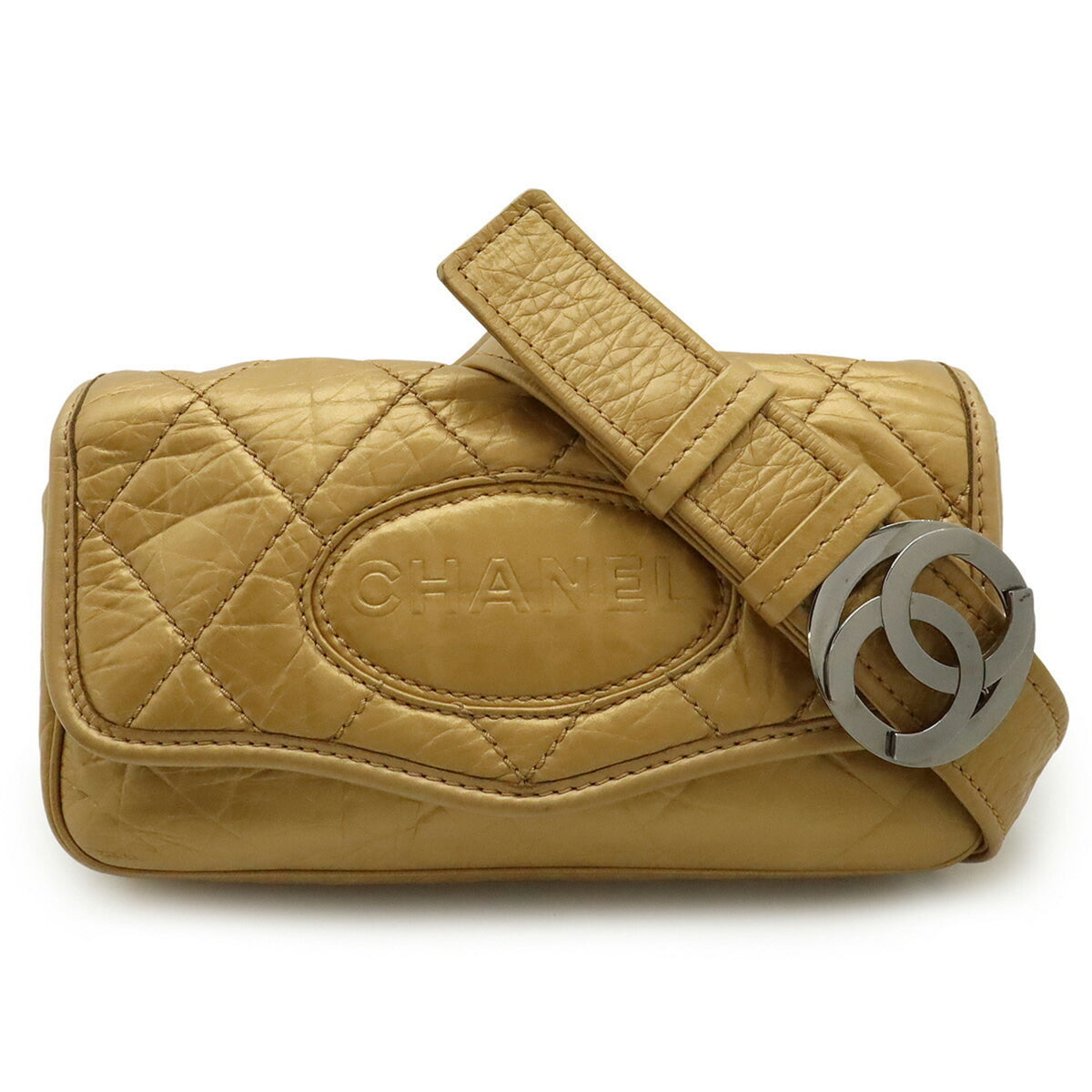 Chanel Gold Leather Shoulder Bag (Pre-Owned)
