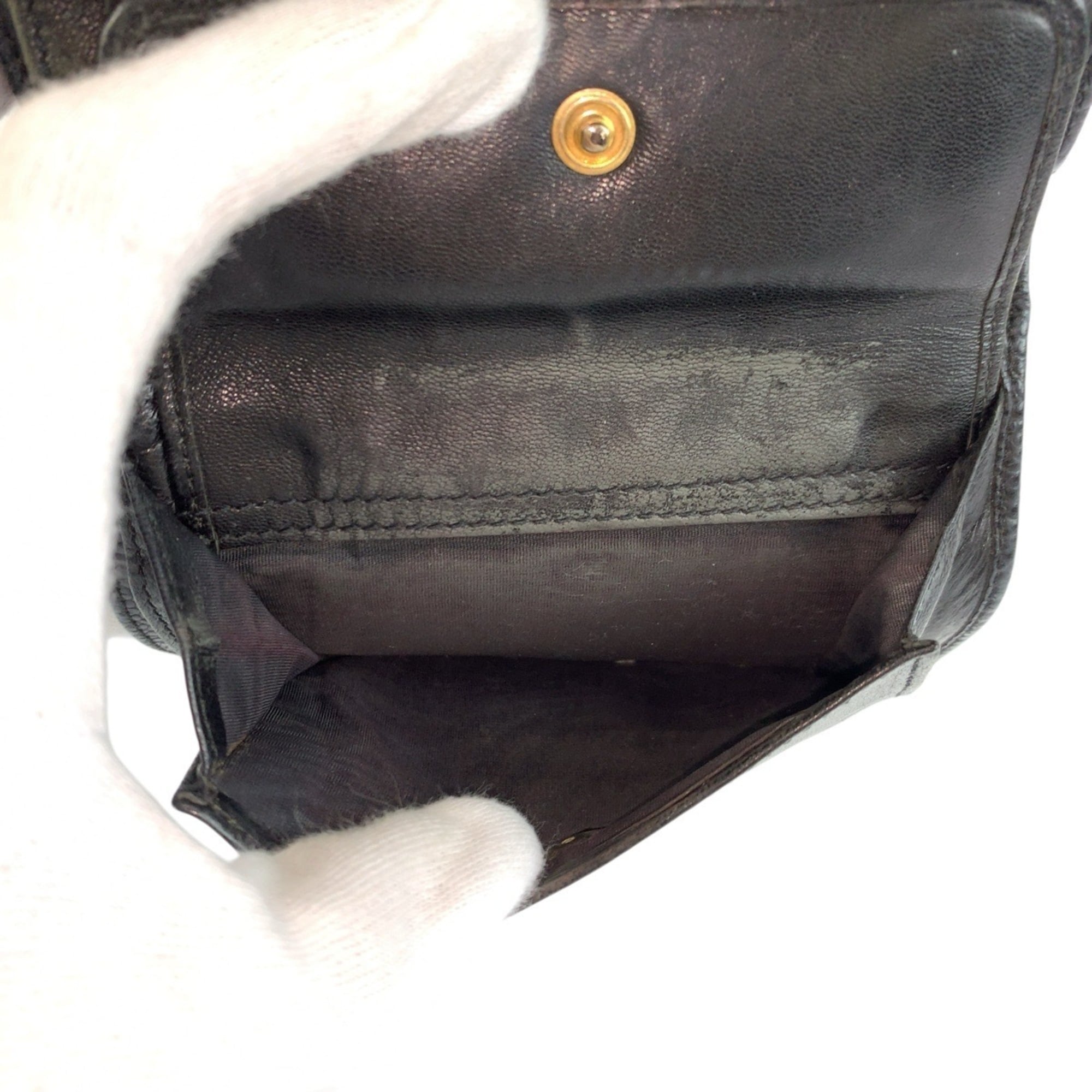 Chanel Black Leather Wallet (Tri-Fold) (Pre-Owned)
