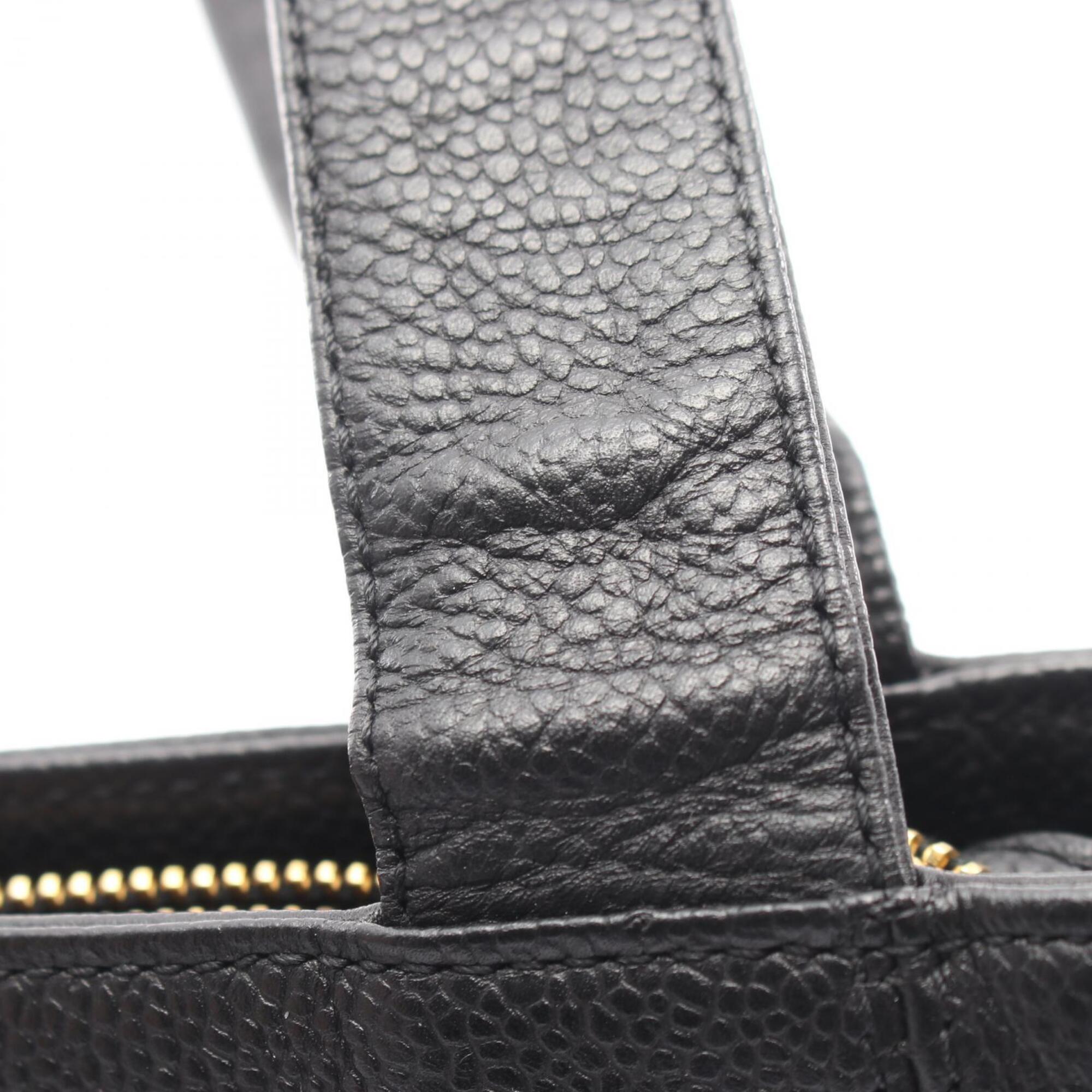 Chanel Black Leather Handbag Tote Bag (Pre-Owned)