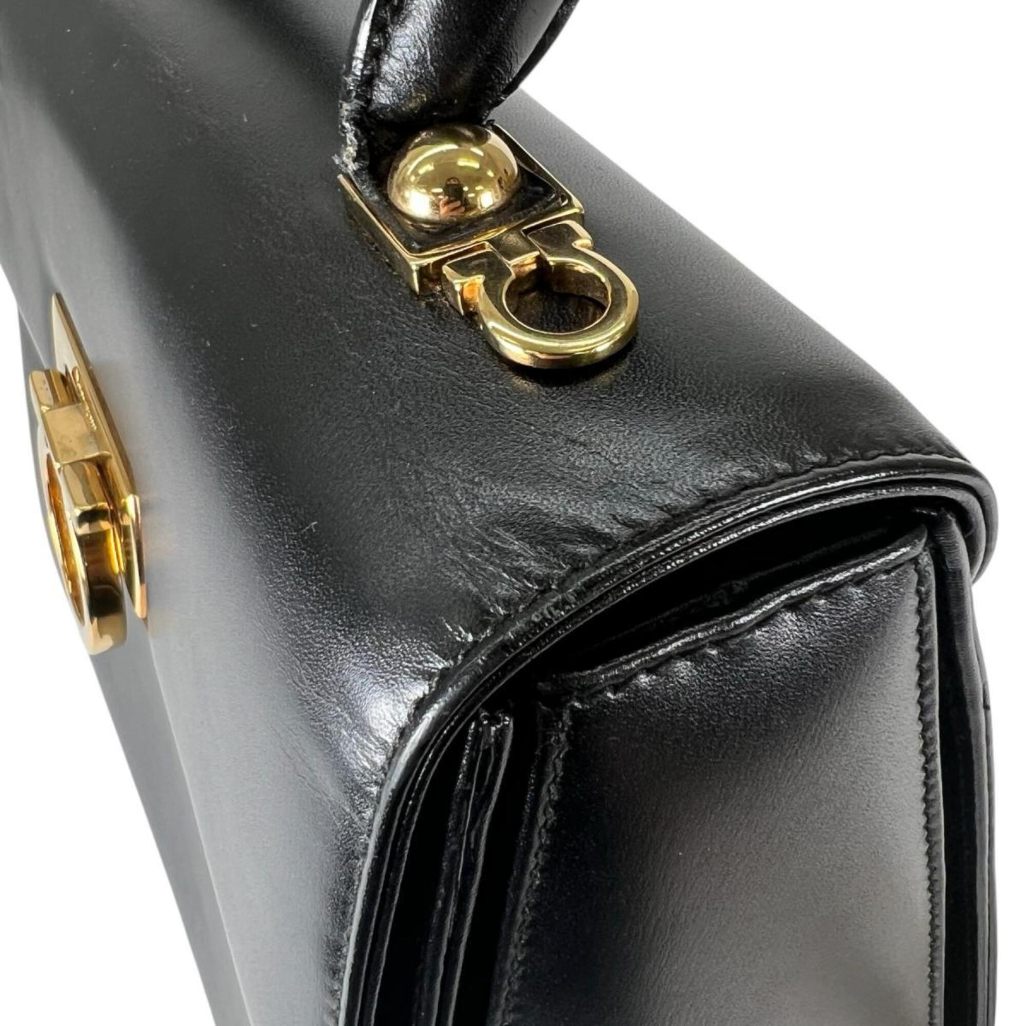 Salvatore Ferragamo Black Leather Handbag (Pre-Owned)