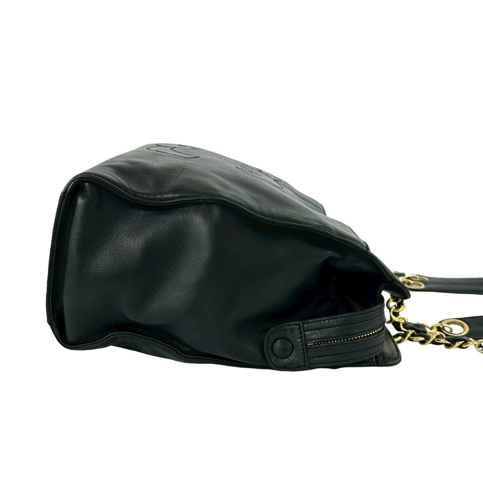 Chanel Black Leather Shoulder Bag Tote Bag (Pre-Owned)