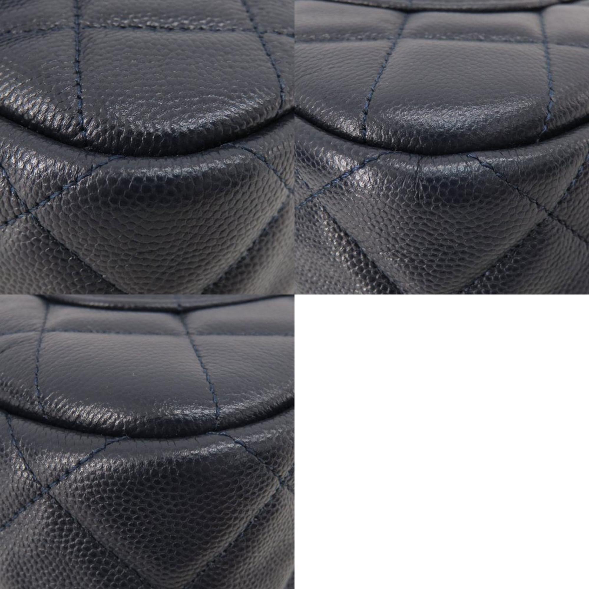 Chanel Navy Caviar Leather Shoulder Bag (Pre-Owned)