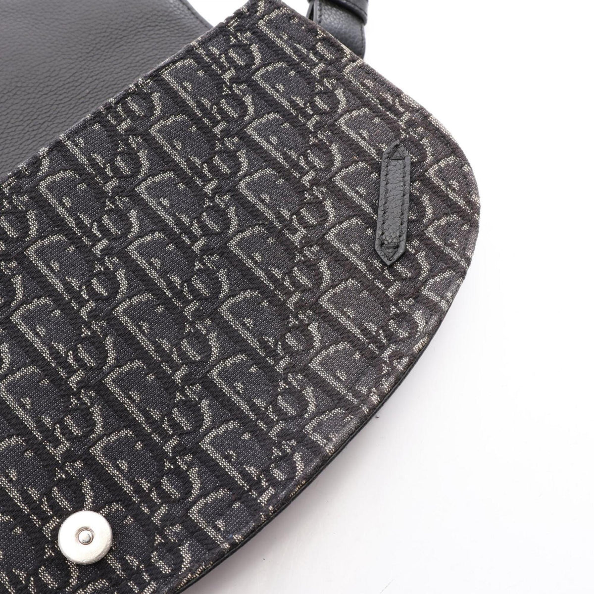 Christian Dior Black Canvas Leather Handbag Saddle Bag Shoulder Bag (Pre-Owned)