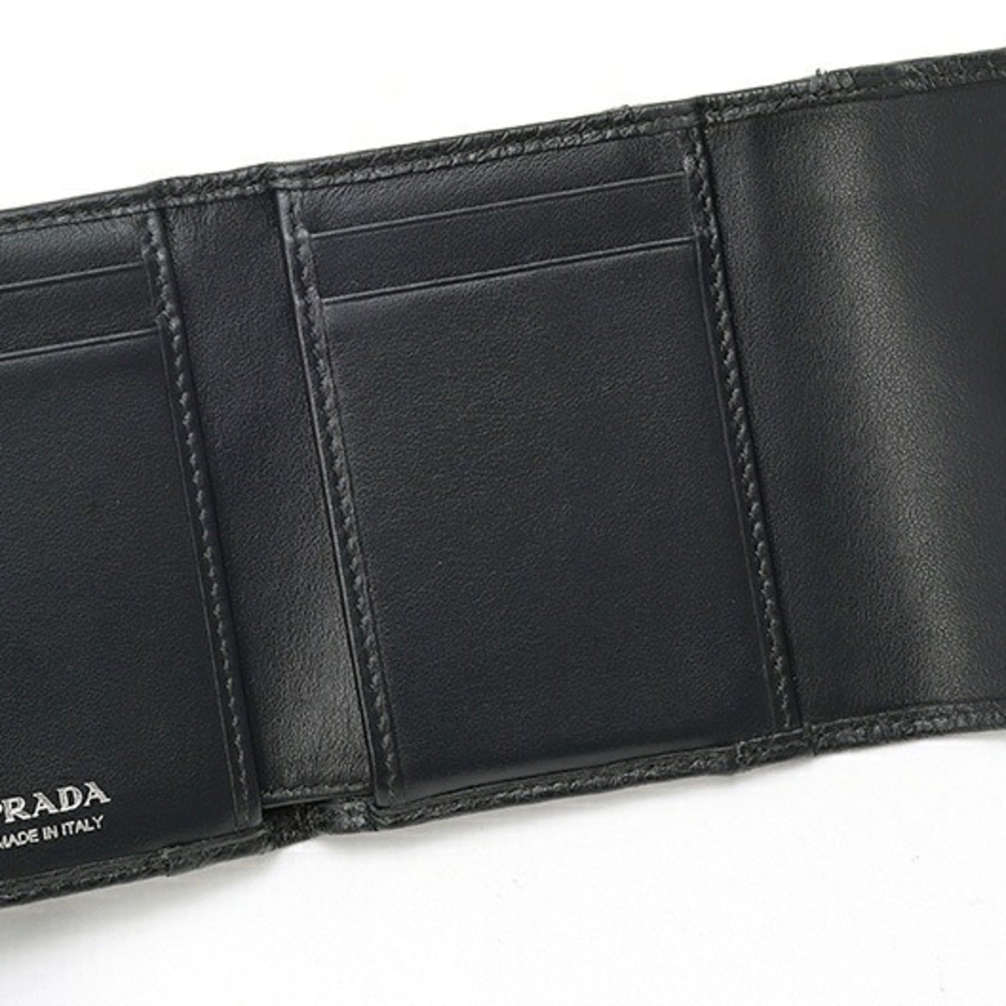 Prada Black Leather Wallet (Tri-Fold) (Pre-Owned)