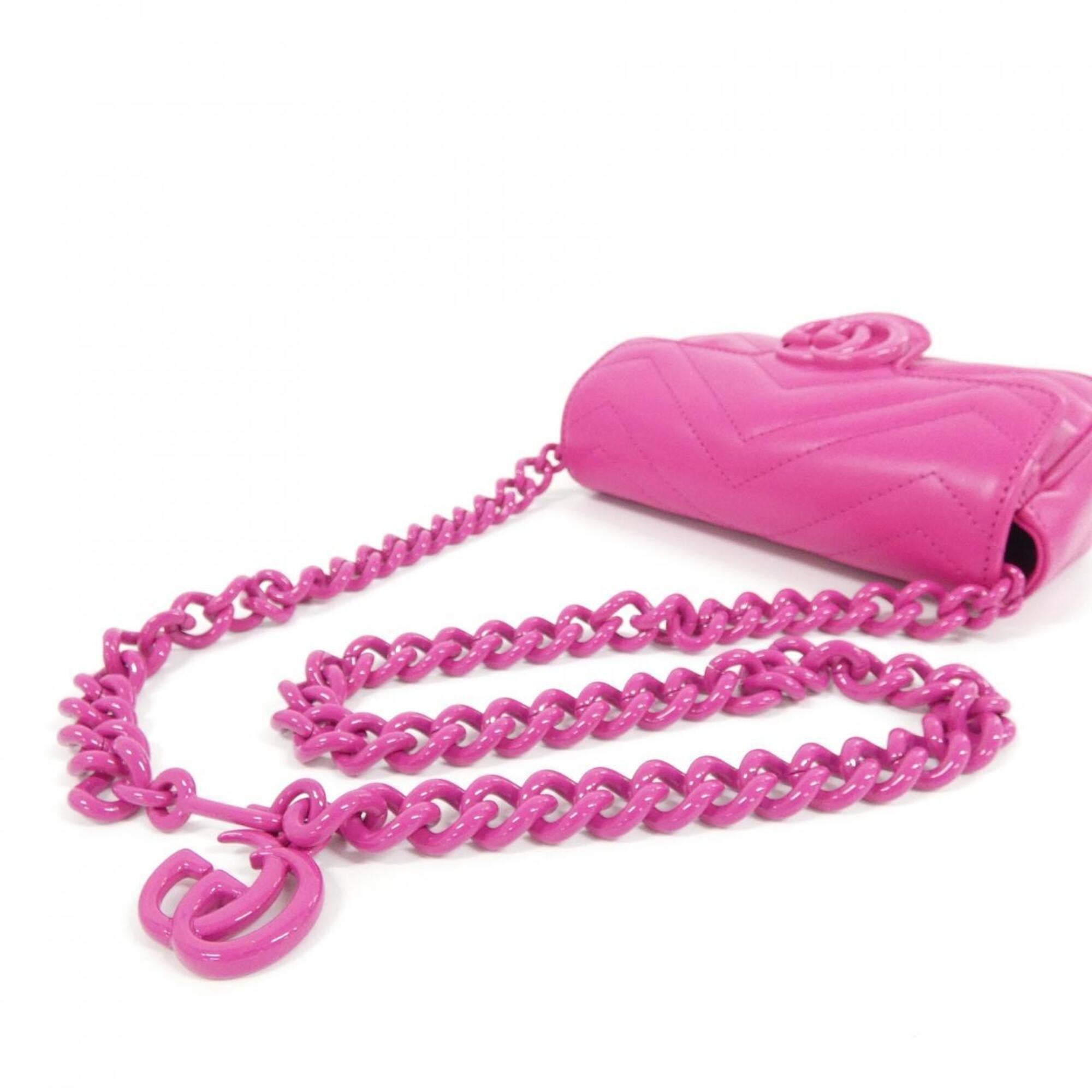 Gucci Gg Marmont Pink Quilting Leather Fanny Pack (Pre-Owned)