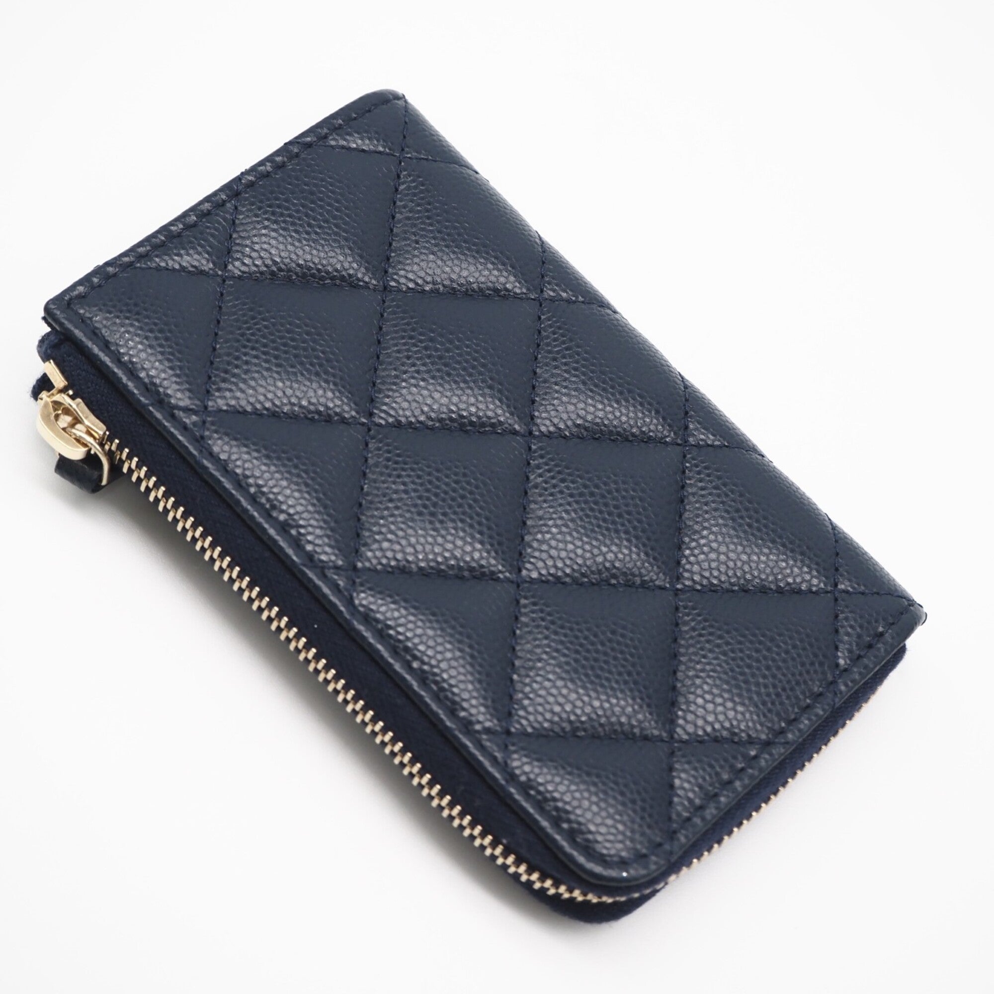 Chanel Matelasse Navy Grained Calfskin Coin Purse/Coin Case (Pre-Owned)