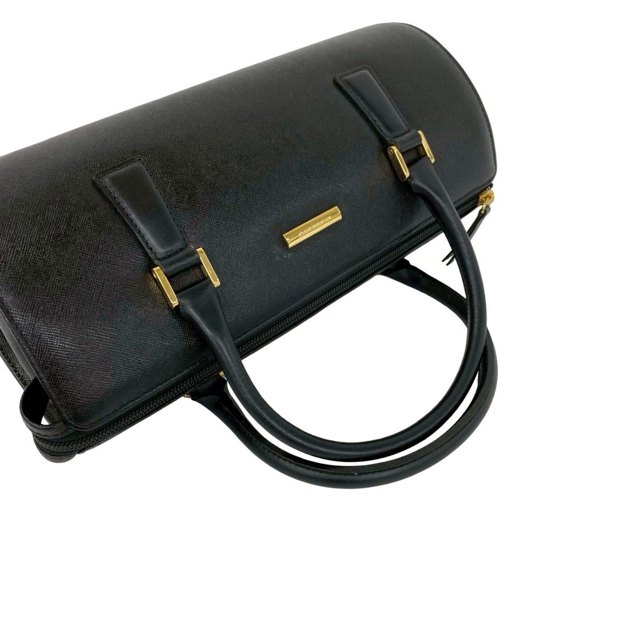 Burberry Black Leather Boston Bag Handbag (Pre-Owned)