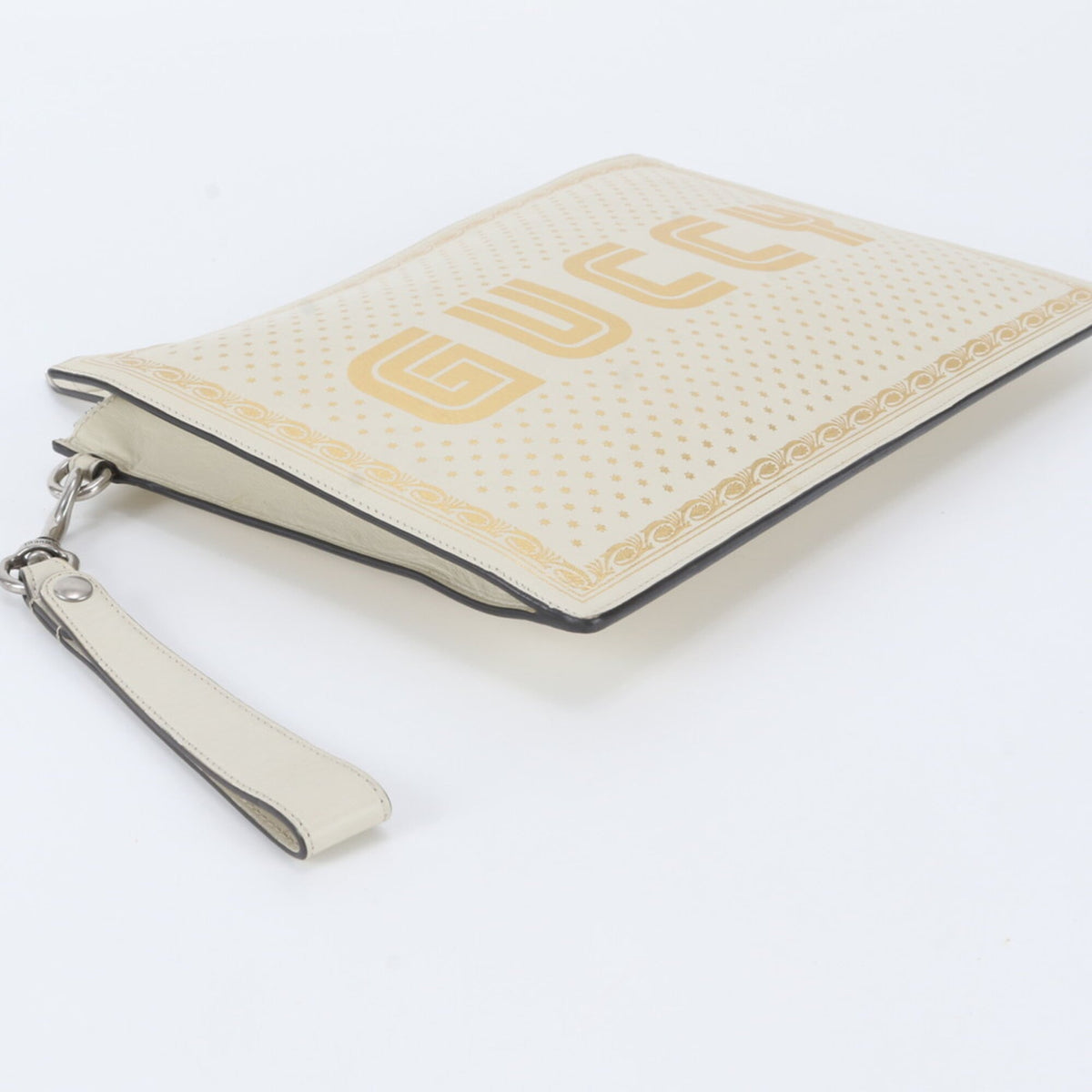 Gucci Ivory Leather Clutch Bag Pouch (Pre-Owned)