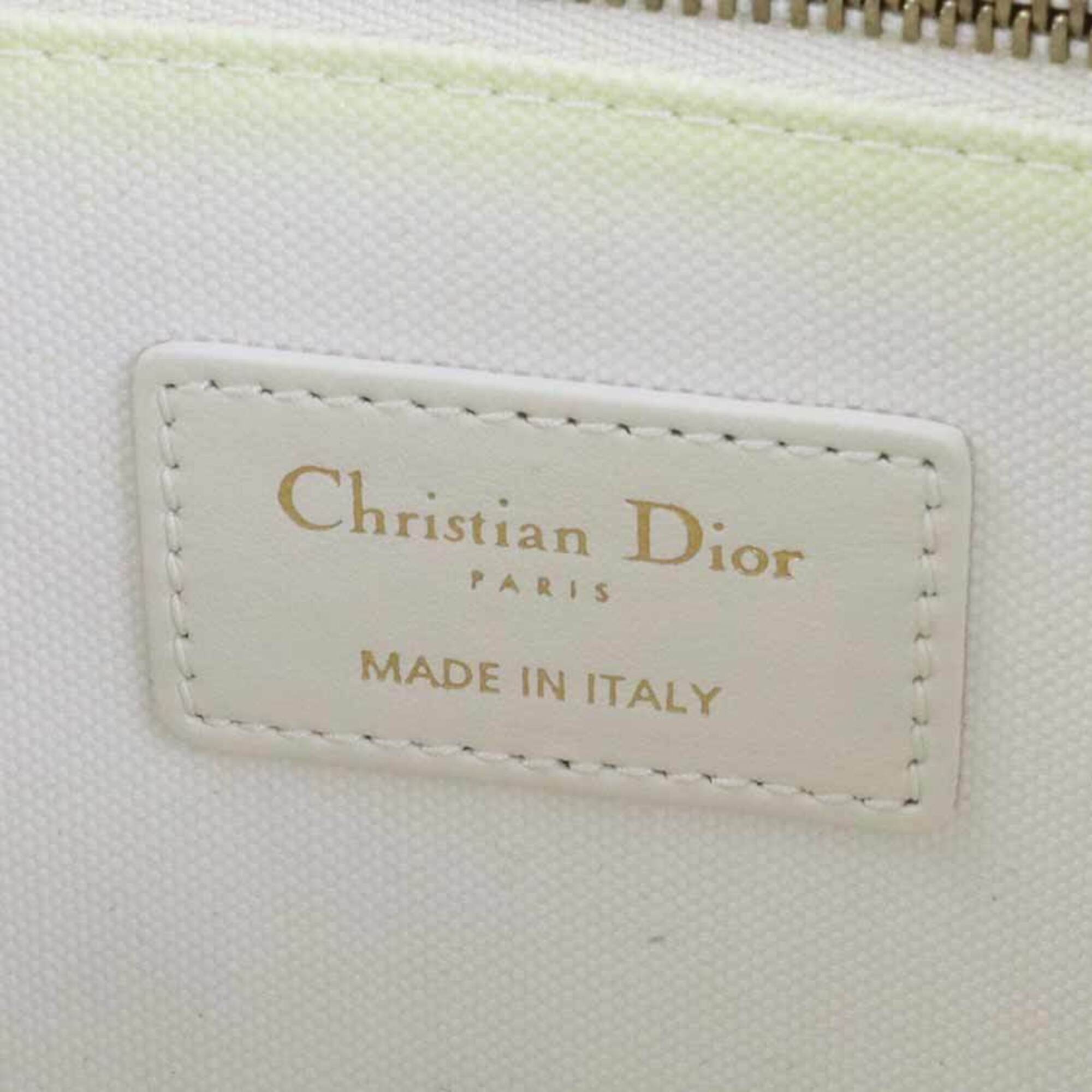 Christian Dior Black Red Color White Canvas Leather Handbag Shoulder Bag (Pre-Owned)