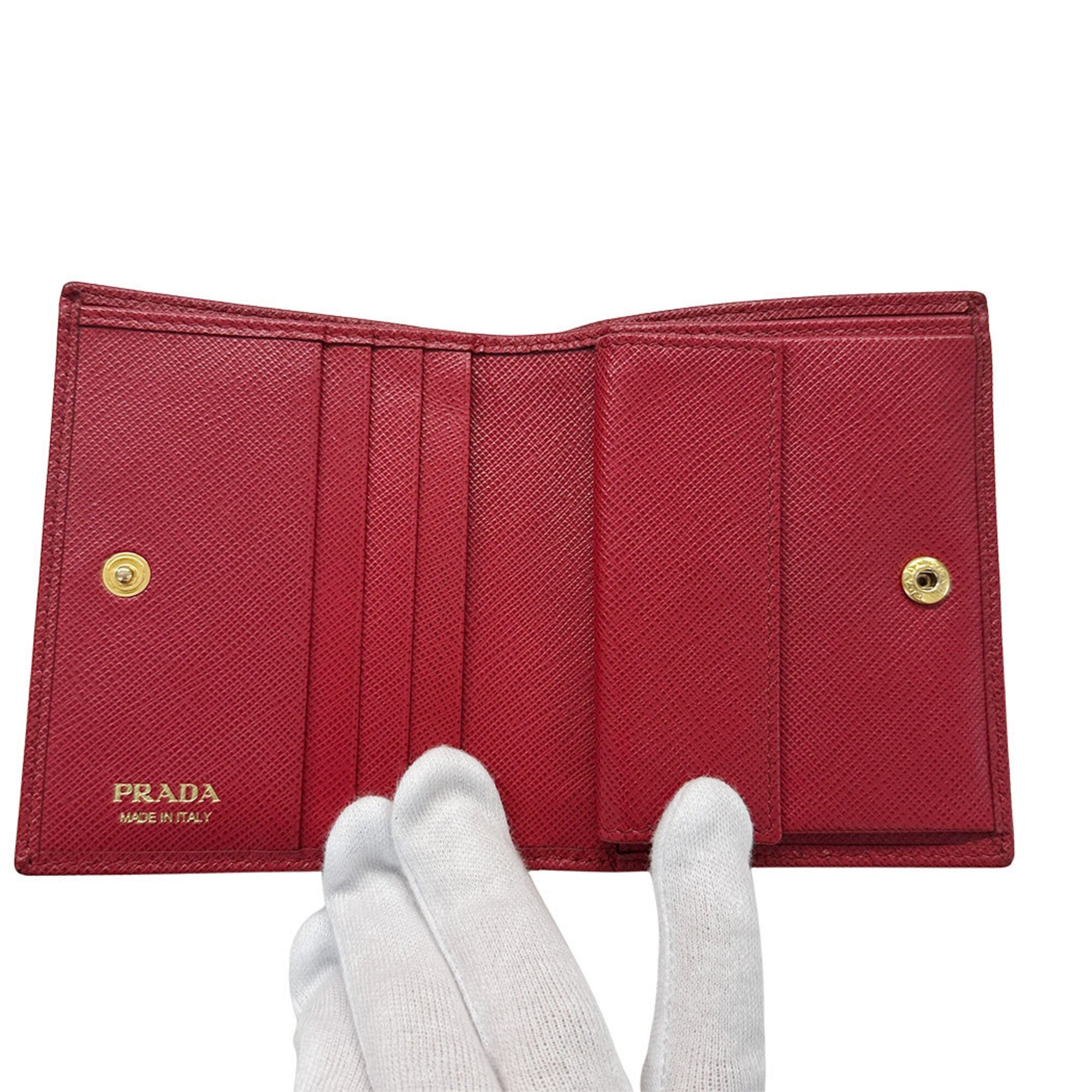 Prada Red Color Saffiano Wallet (Bi-Fold) (Pre-Owned)
