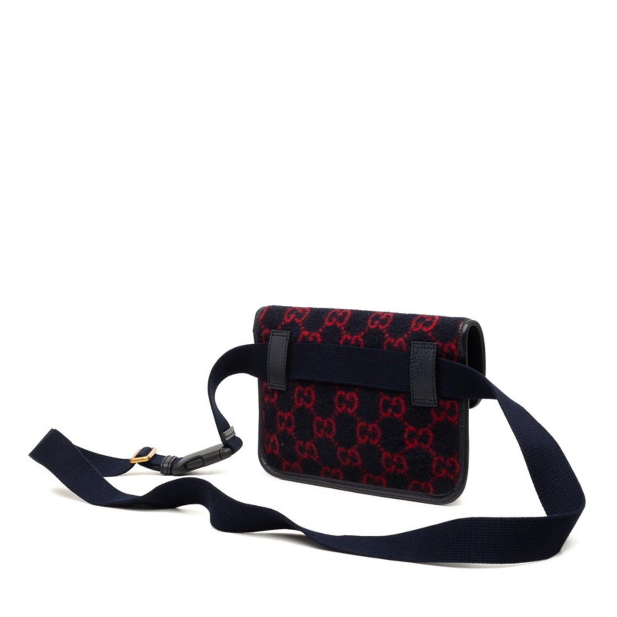Gucci Navy Red Color Wool Leather Fanny Pack (Pre-Owned)
