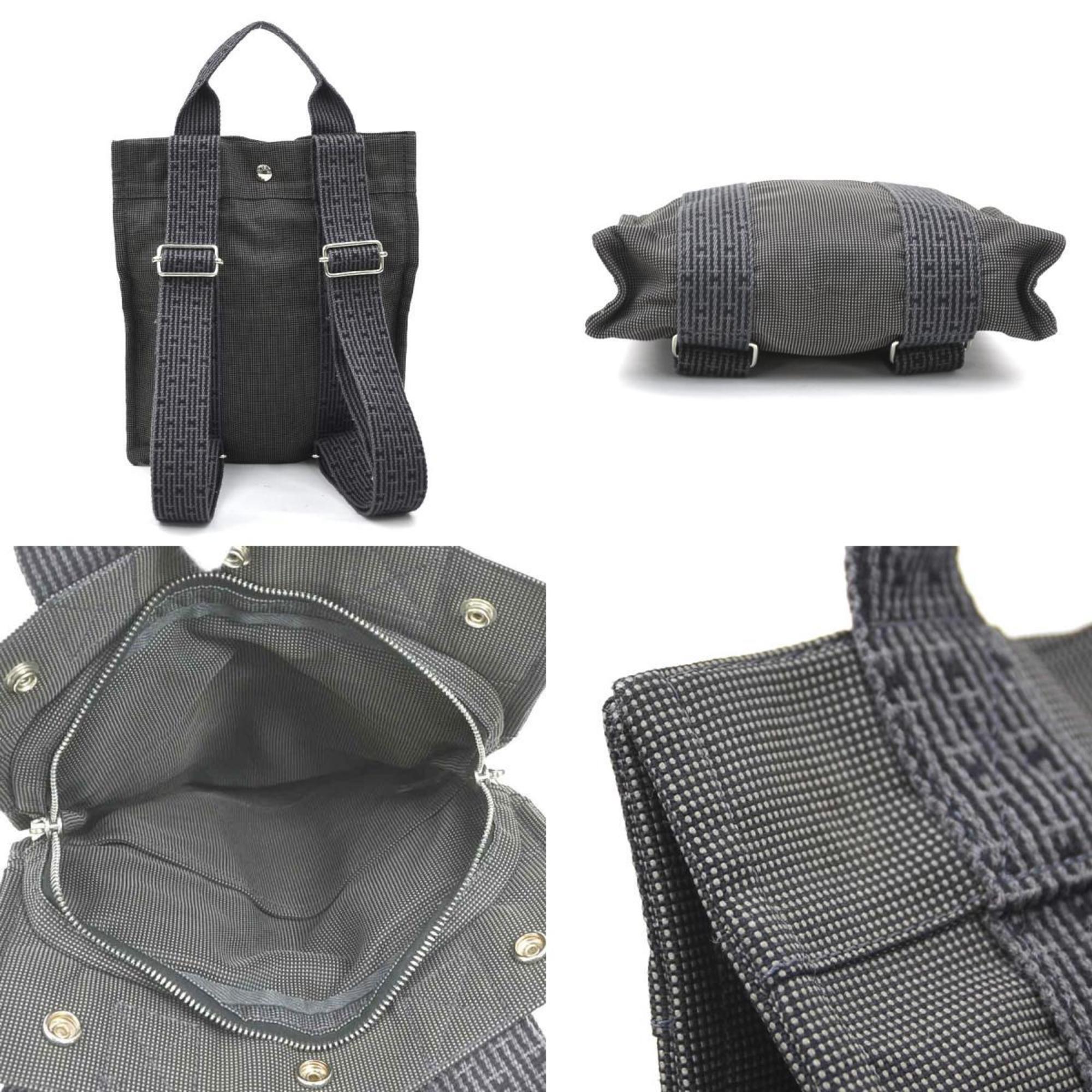 Hermes Dark Gray Canvas Backpack (Pre-Owned)
