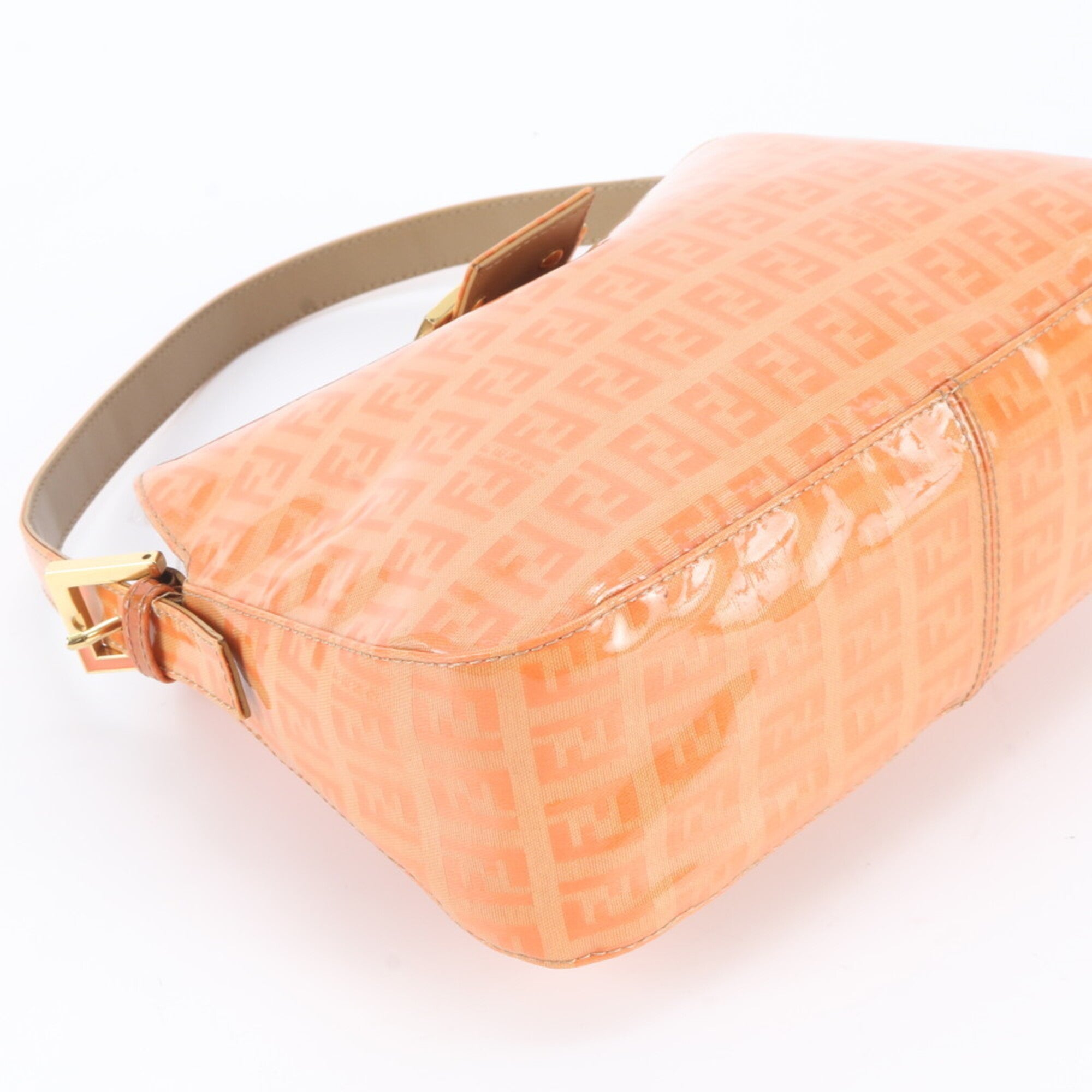 Fendi Orange Leather Coated Canvas Handbag Shoulder Bag (Pre-Owned)