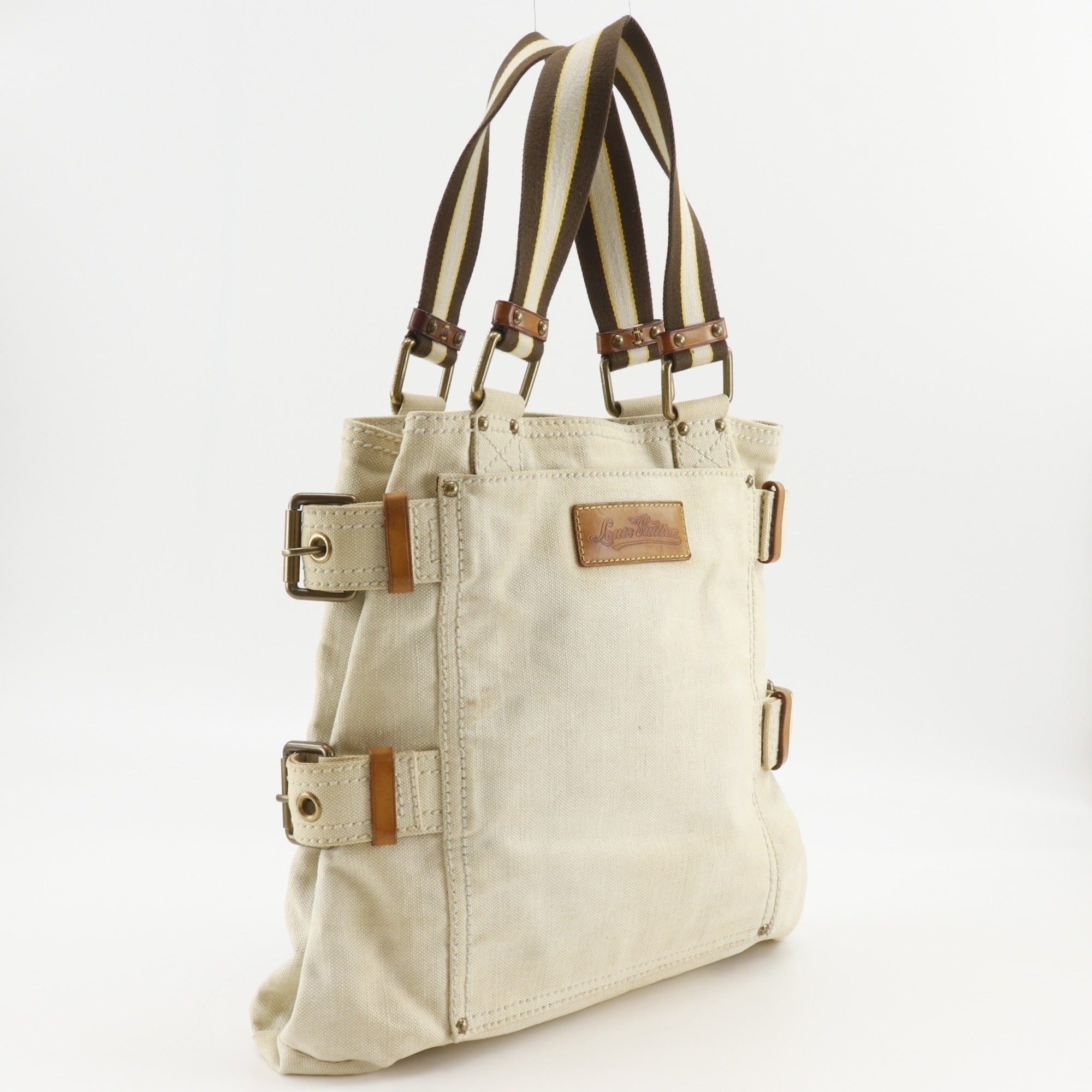 Louis Vuitton Beige Canvas Tote Bag (Pre-Owned)