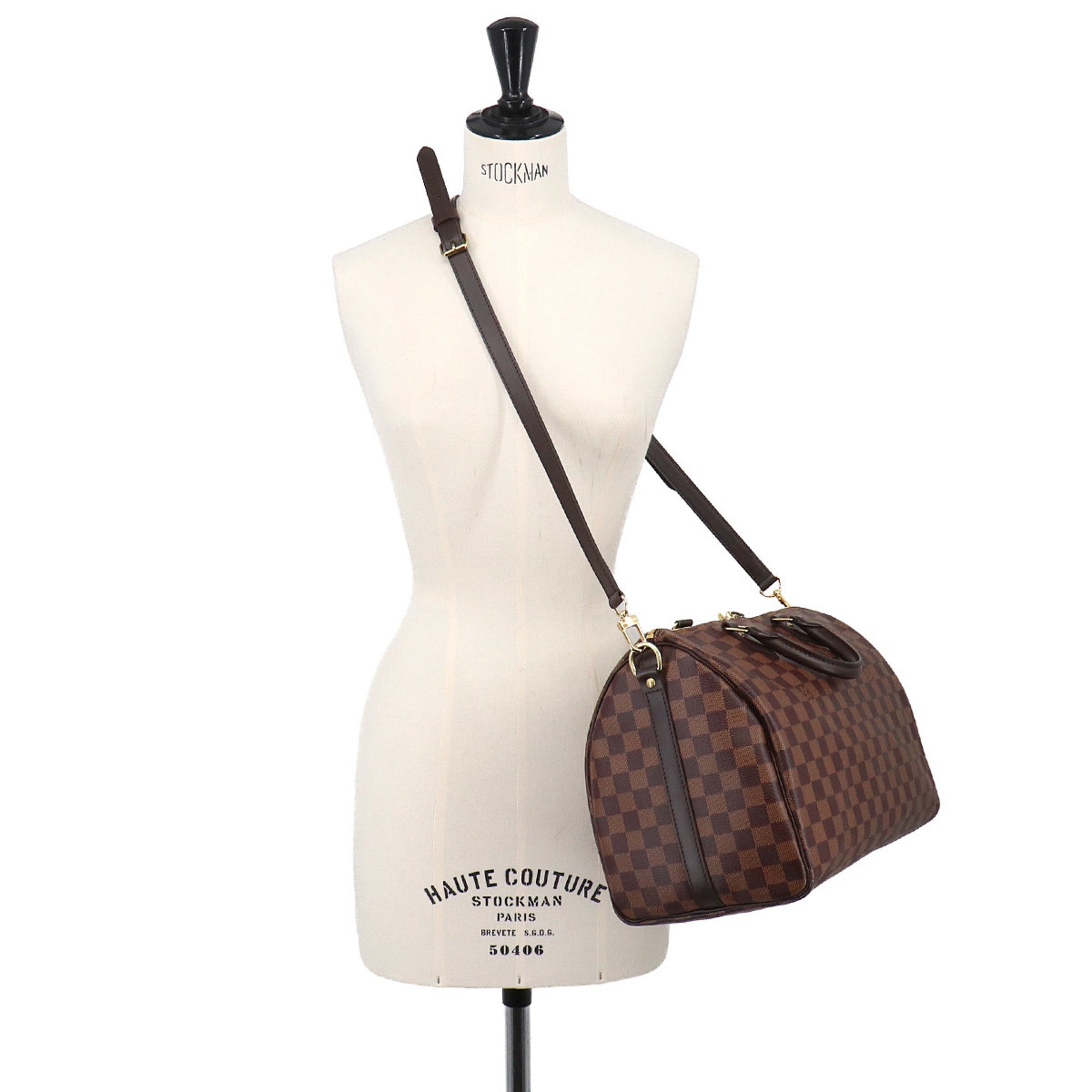 Louis Vuitton Brown Ebene Damier Canvas Boston Bag Handbag (Pre-Owned)