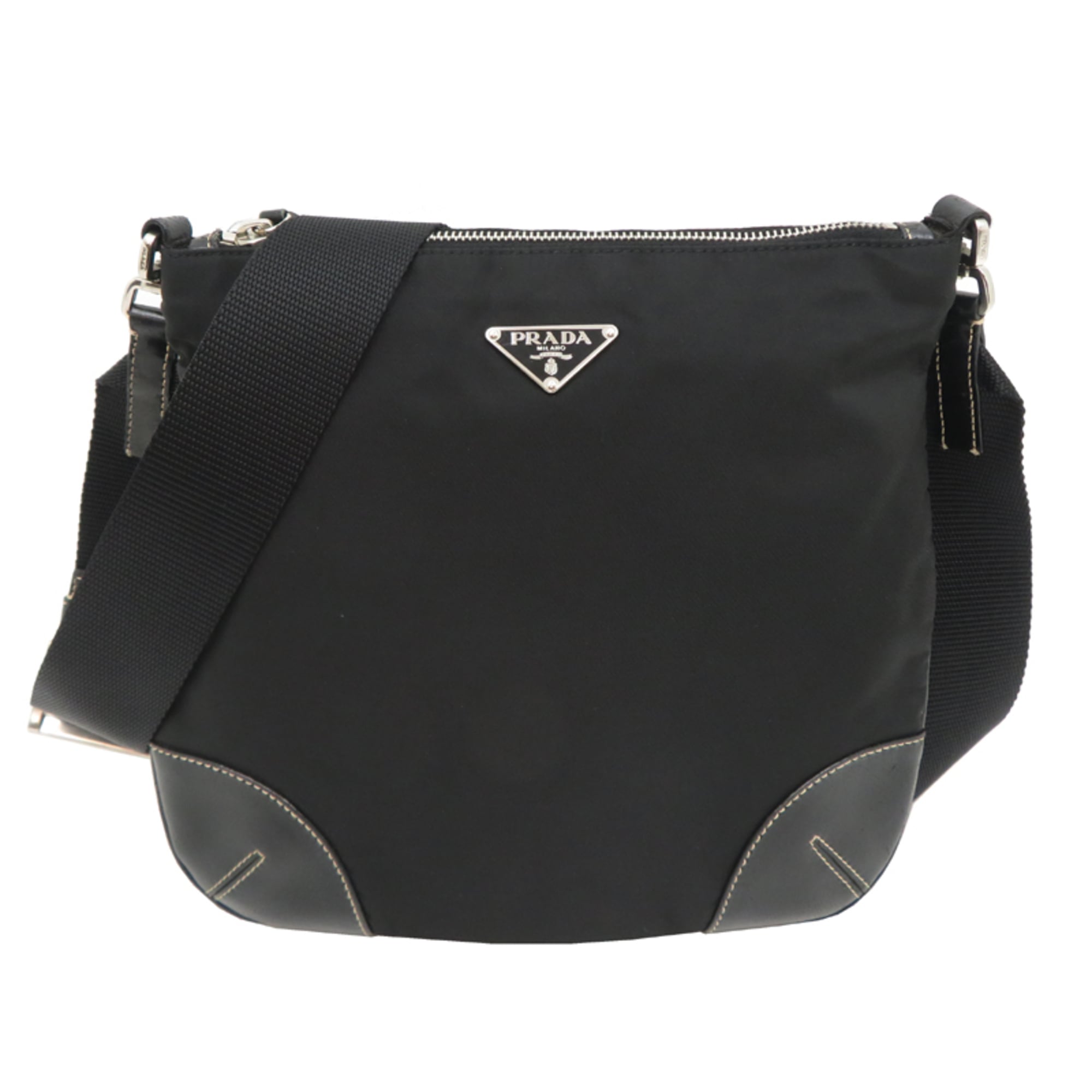 Prada Black Nylon Leather Shoulder Bag (Pre-Owned)