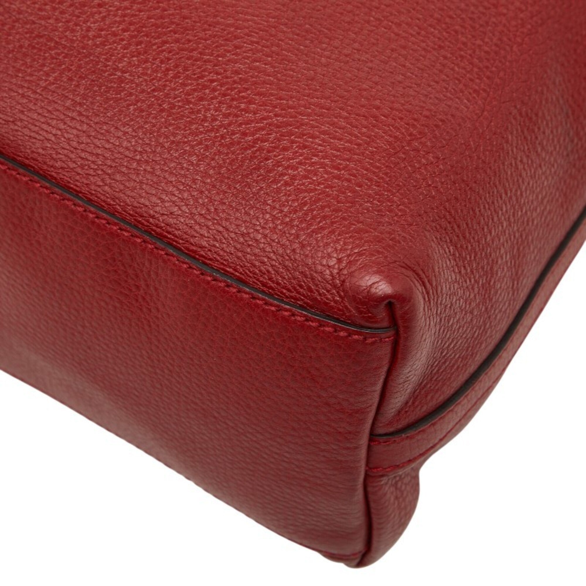 Gucci Red Color Leather Shoulder Bag Tote Bag (Pre-Owned)