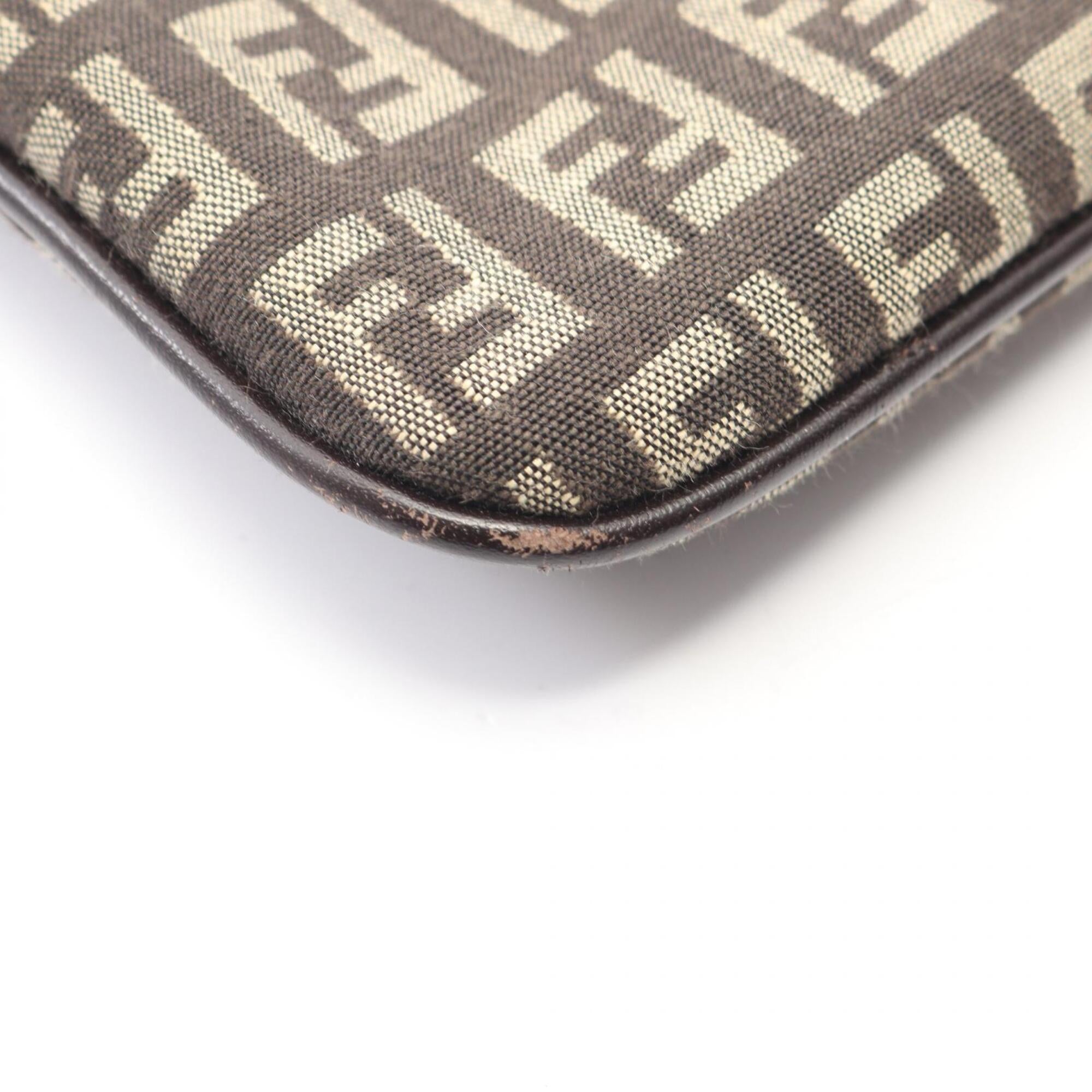 Fendi Brown Canvas Leather Shoulder Bag (Pre-Owned)