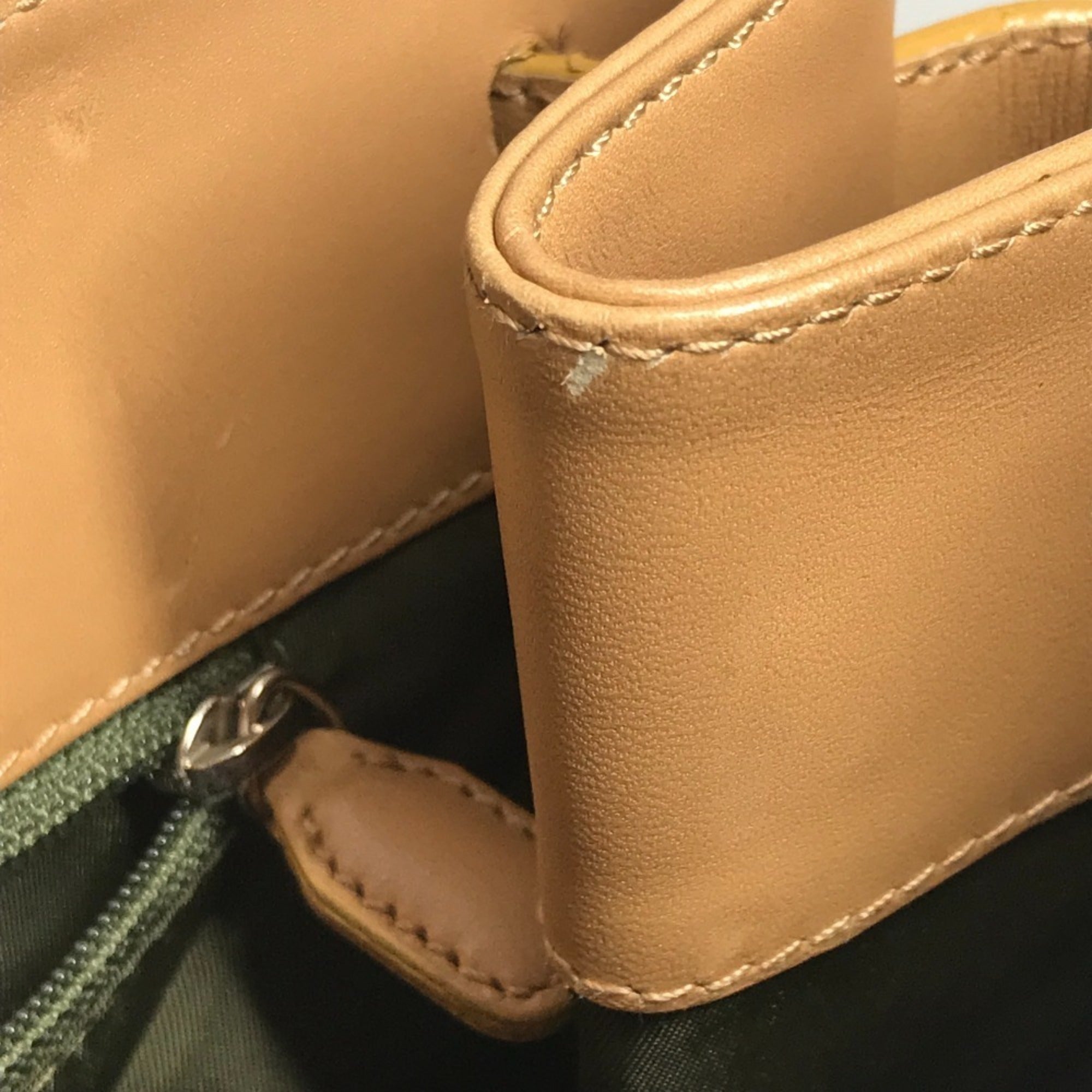 Christian Dior Trotter Beige Khaki Leather Canvas Shoulder Bag Tote Bag (Pre-Owned)