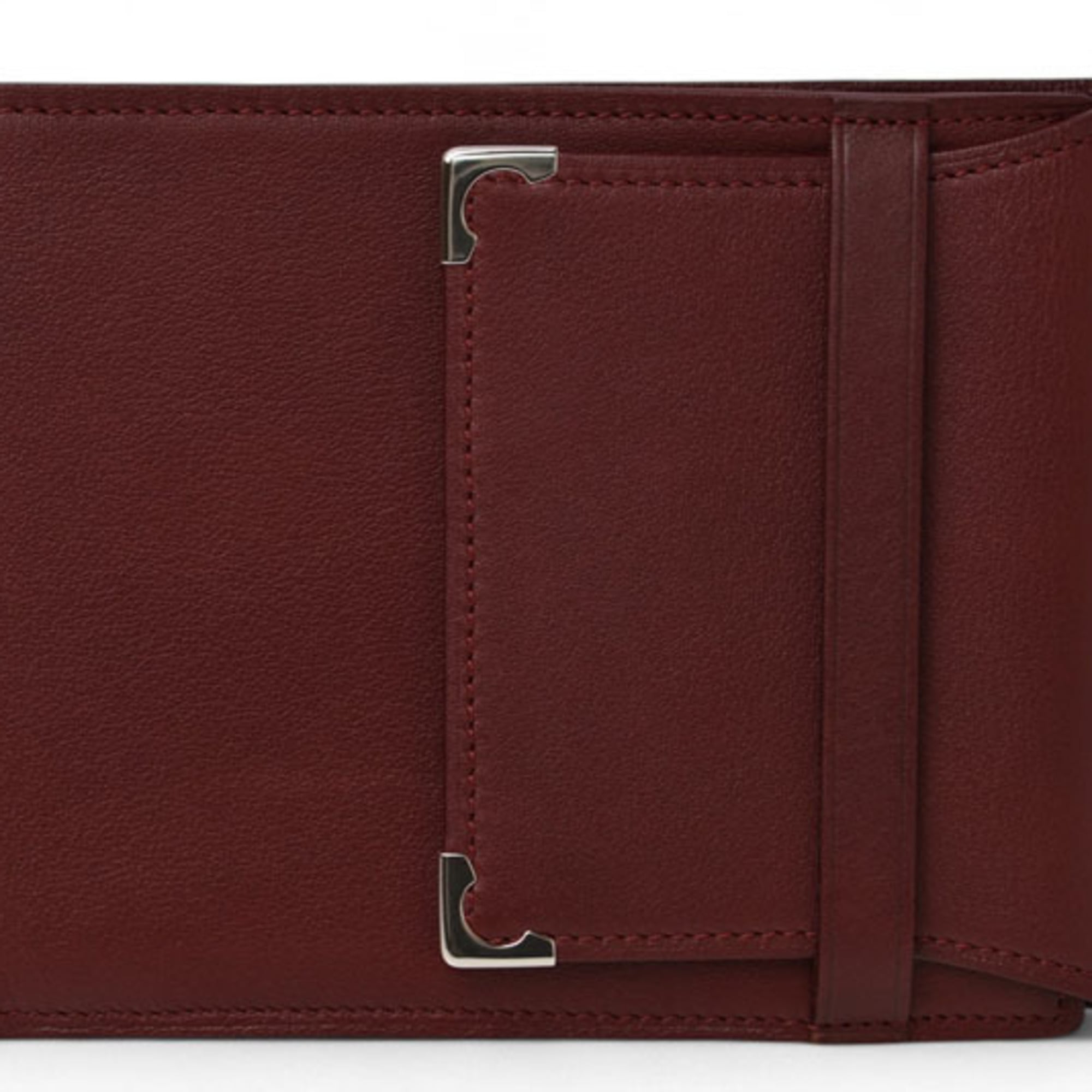 Cartier Bordeaux Leather Wallet (Tri-Fold) (Pre-Owned)