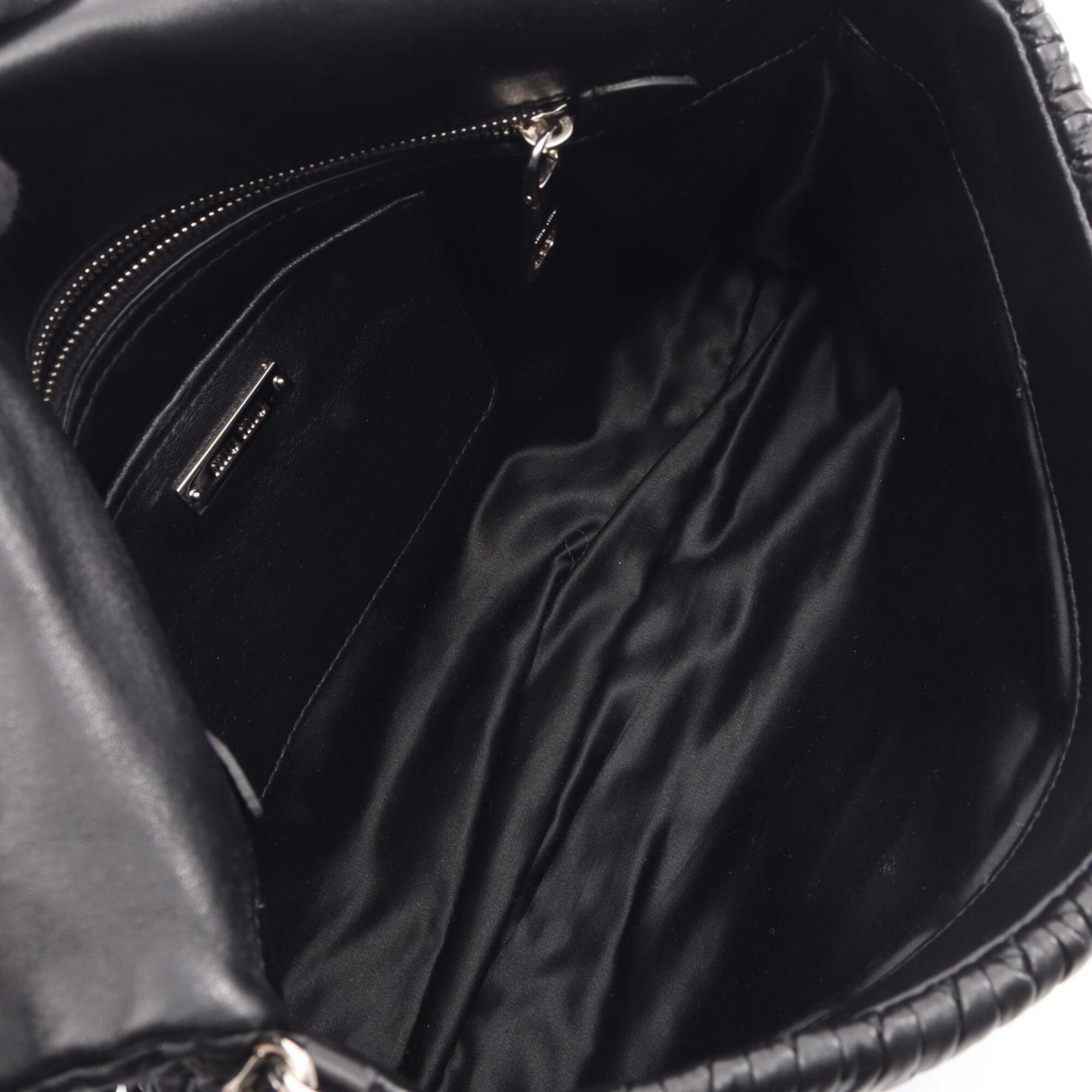 Miu Miu Matelasse Black Leather Handbag Shoulder Bag (Pre-Owned)