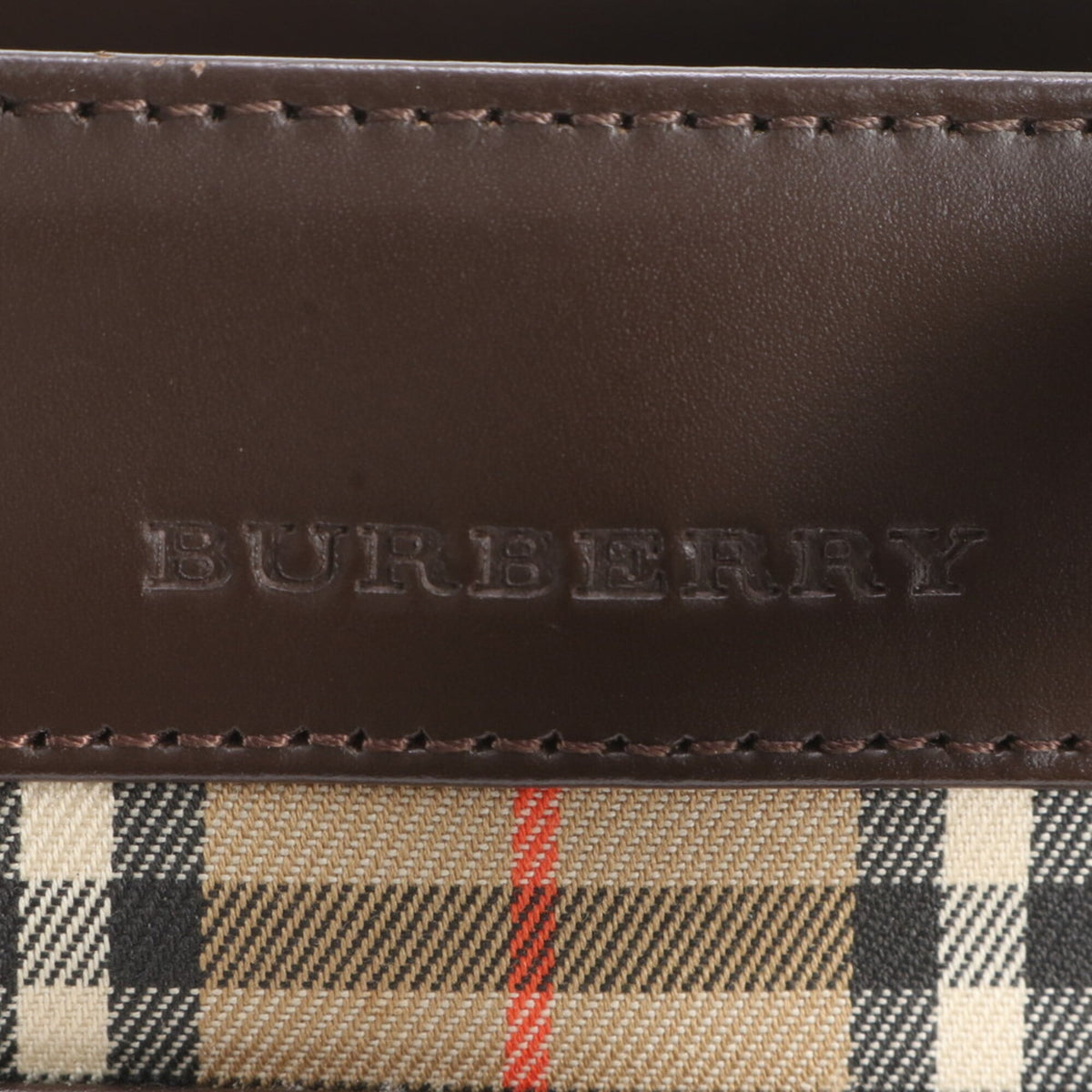 Burberry Brown Leather Canvas Handbag Shoulder Bag Tote Bag (Pre-Owned)