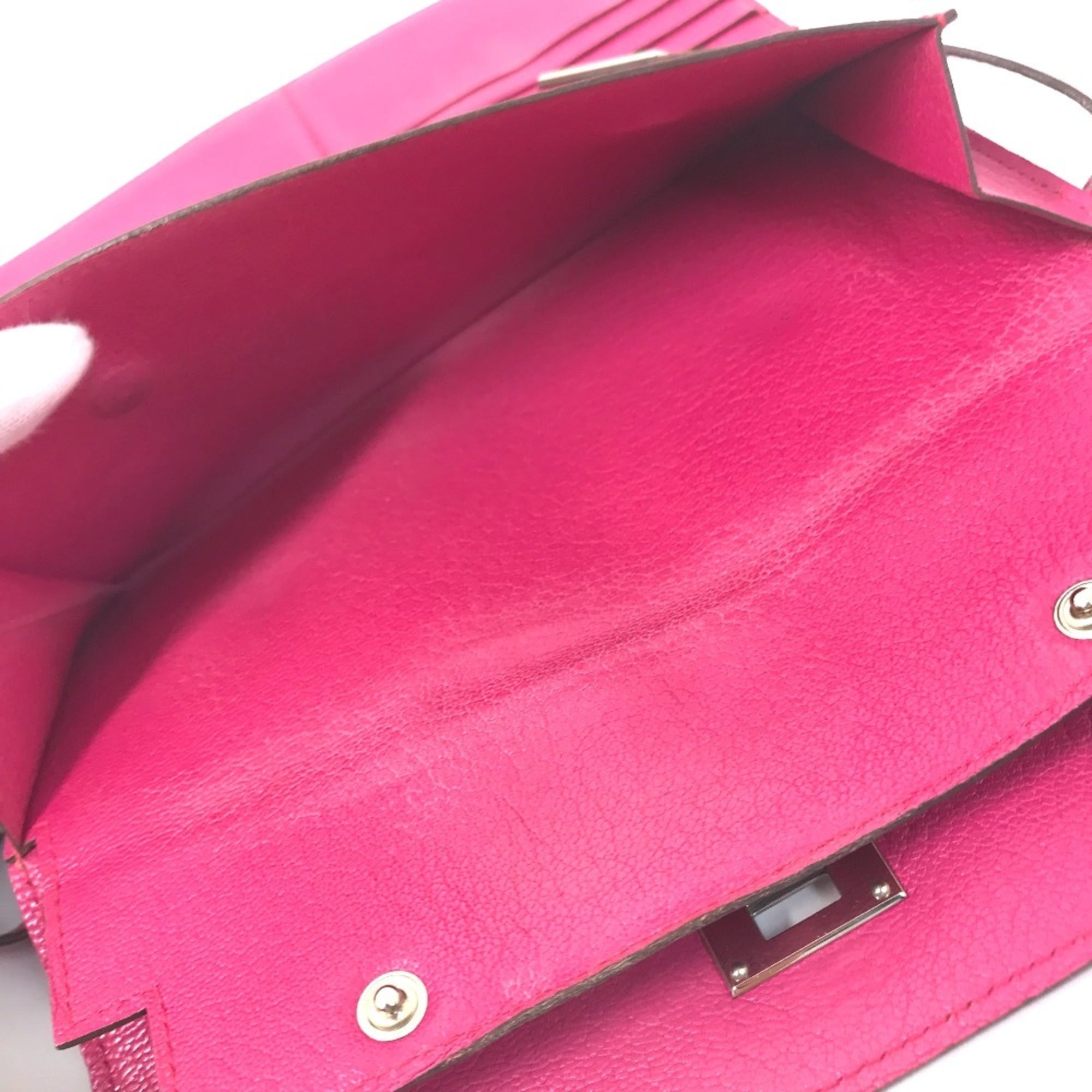 Hermes Pink Chevre Leather Long Wallet (Bi-Fold) (Pre-Owned)