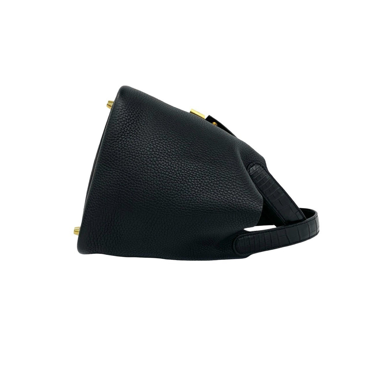 Hermes Black Taurillon Clemence Leather Handbag Tote Bag (Pre-Owned)