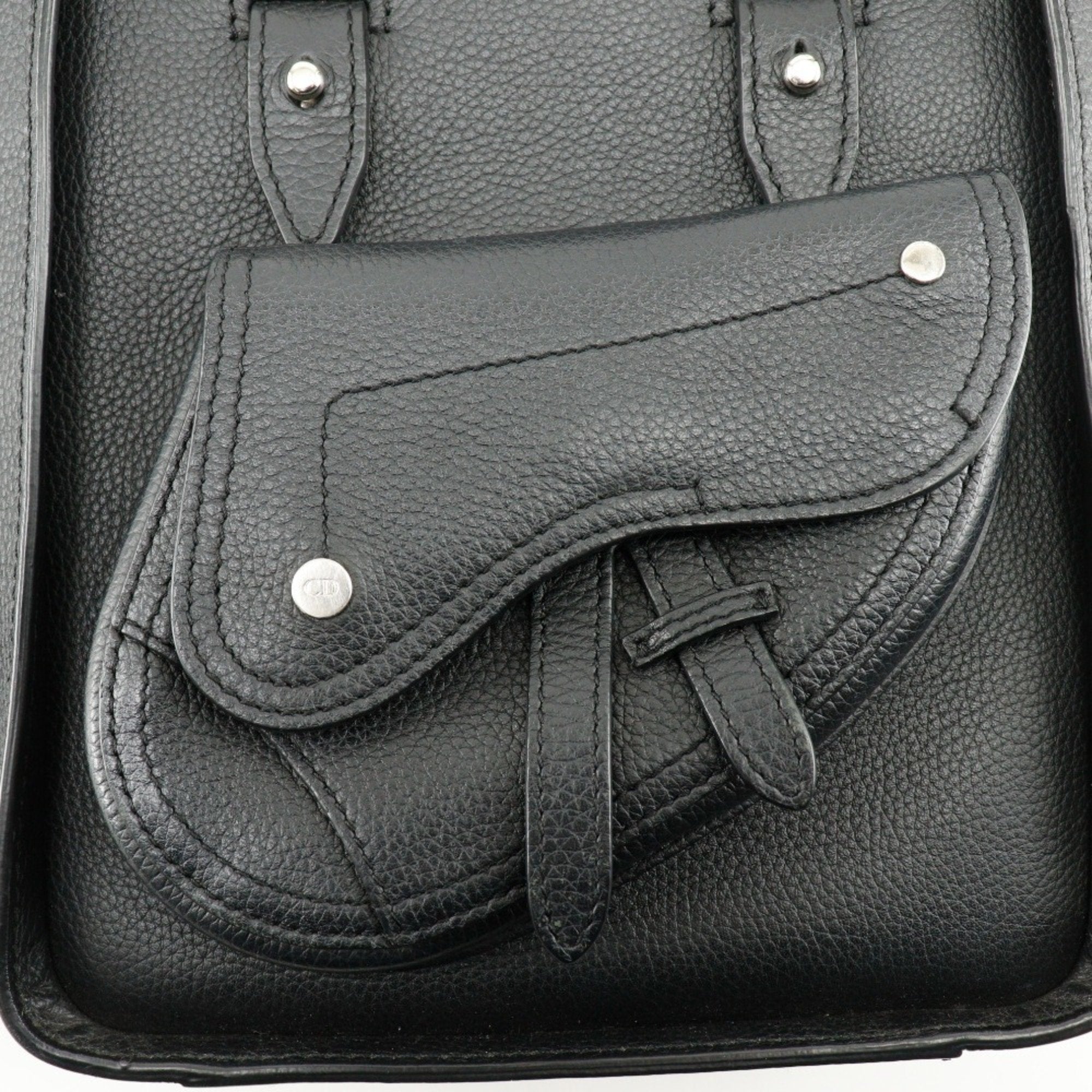 Christian Dior Black Leather Handbag Shoulder Bag Tote Bag (Pre-Owned)