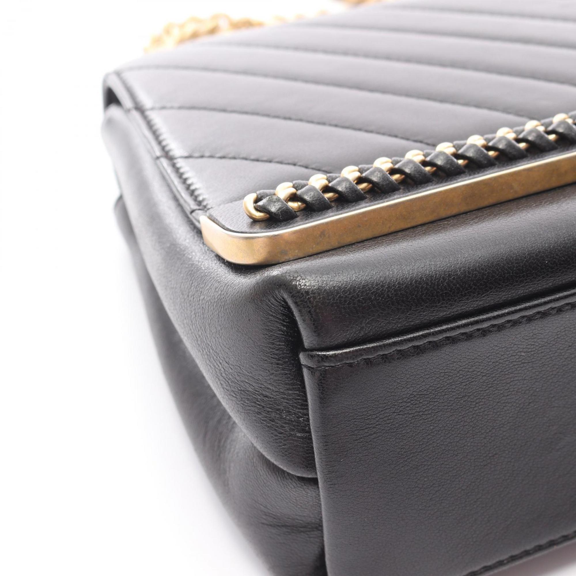 Chanel Black Leather Handbag Shoulder Bag (Pre-Owned)