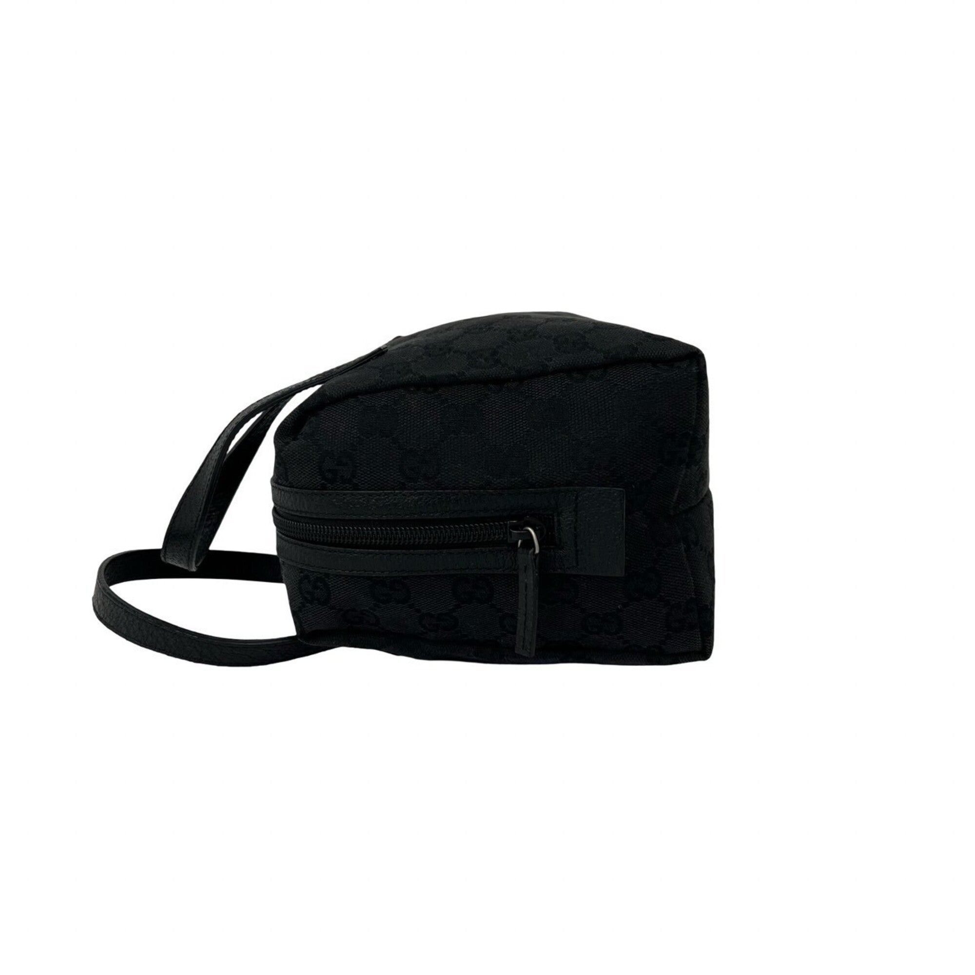Gucci Black Canvas Leather Boston Bag Handbag Tote Bag (Pre-Owned)