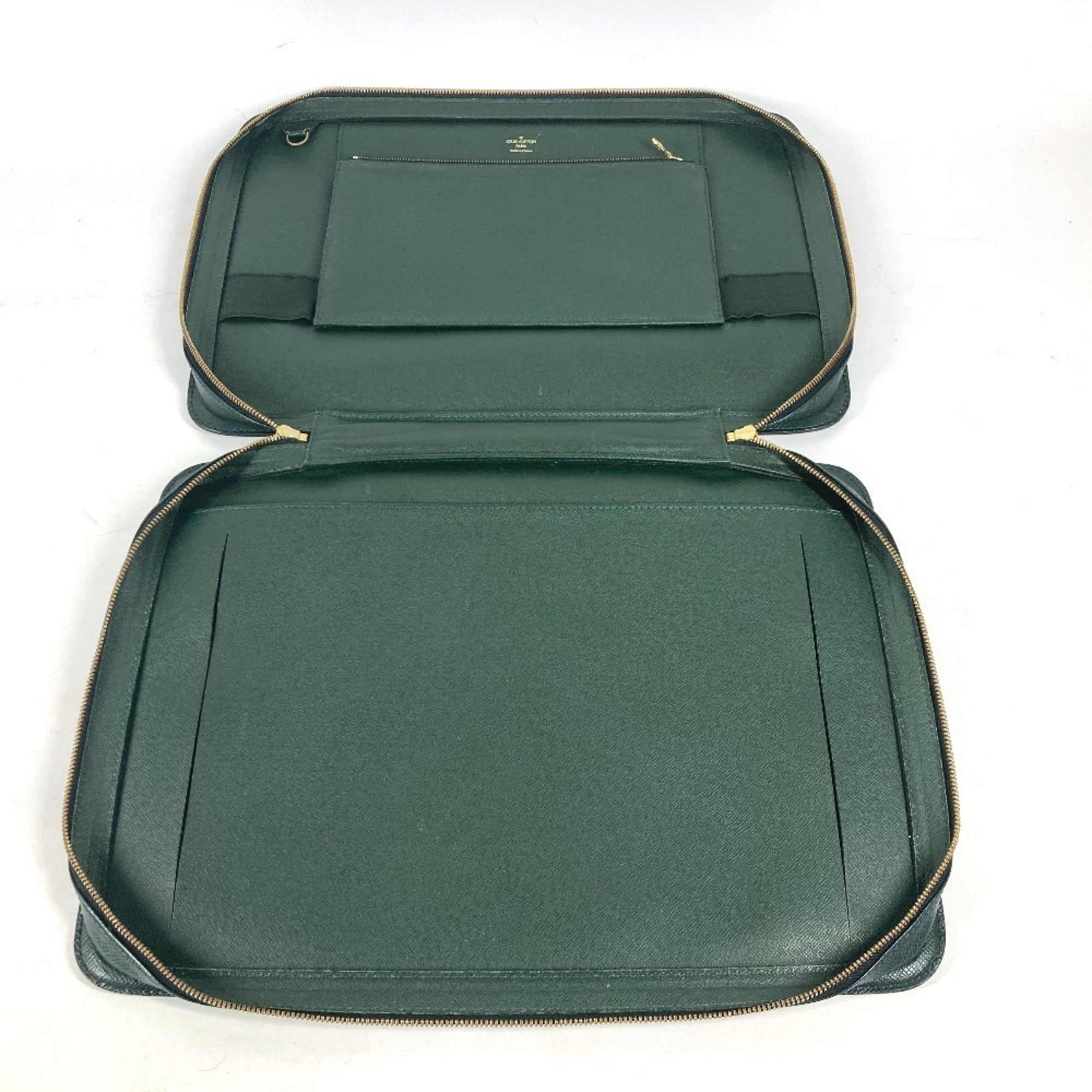 Louis Vuitton Episea Green Taiga Leather Briefcase Handbag (Pre-Owned)