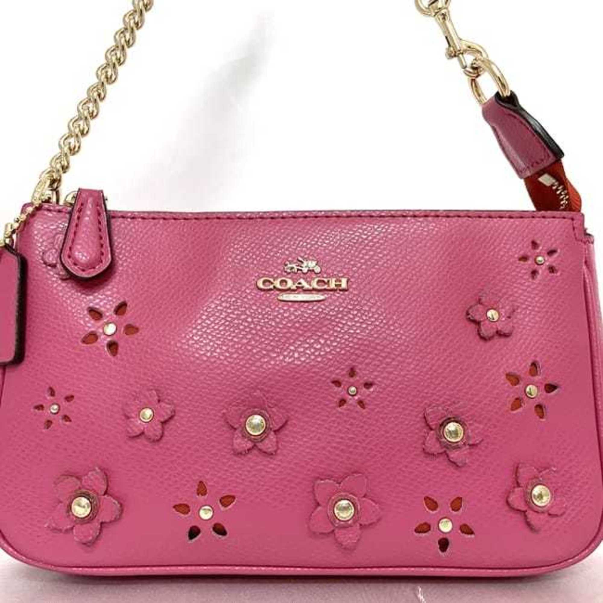 Coach Pink Pvc Leather Pouch (Pre-Owned)