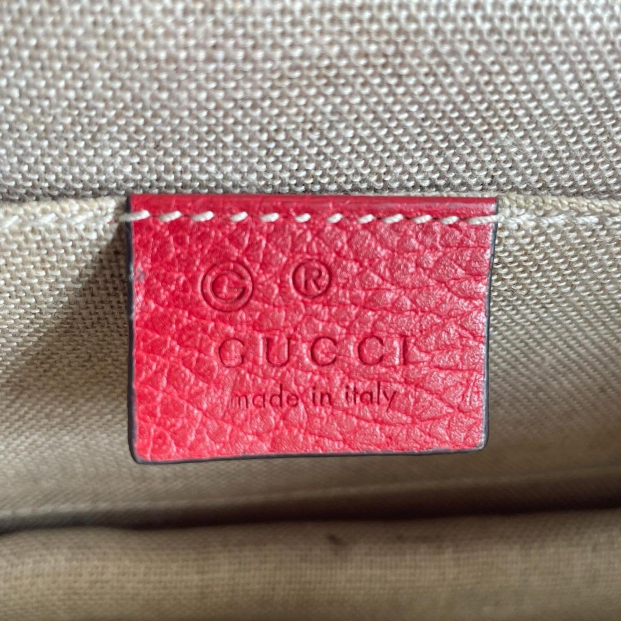 Gucci Red Color Leather Shoulder Bag (Pre-Owned)