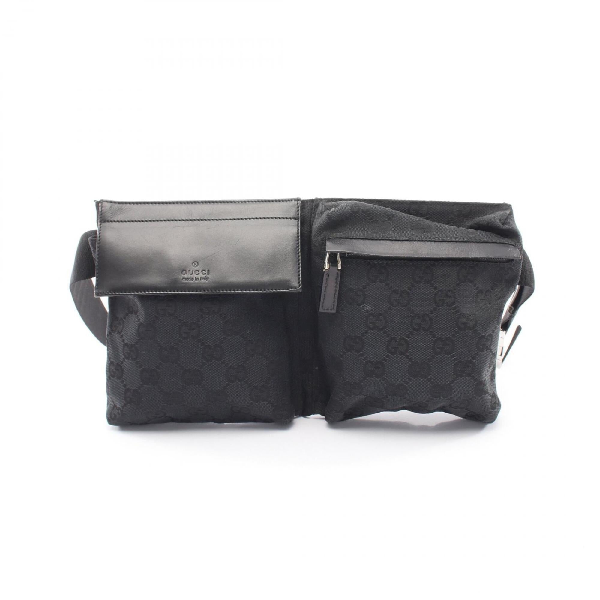 Gucci Black Canvas Leather Fanny Pack Handbag (Pre-Owned)