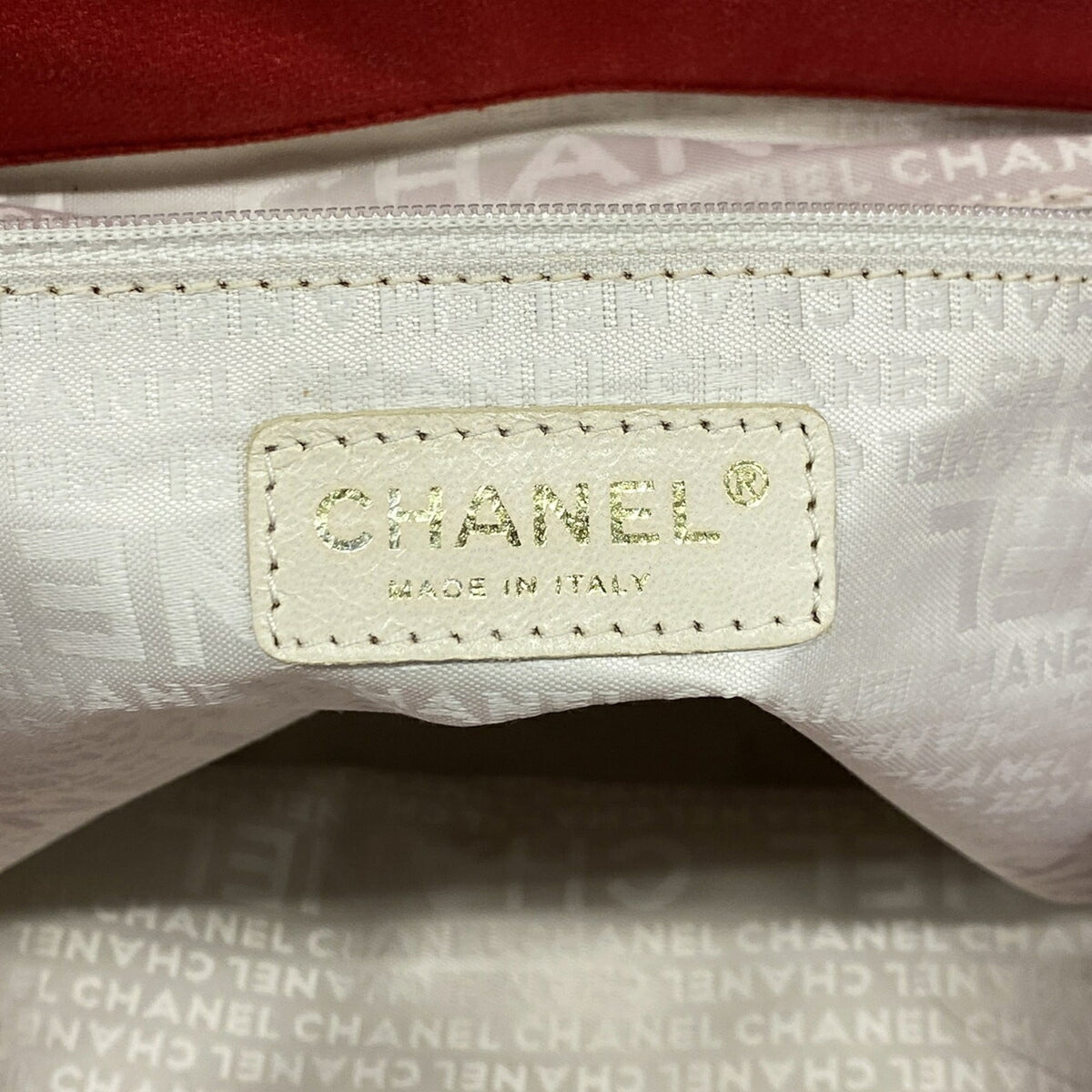 Chanel Red Color Canvas Tote Bag (Pre-Owned)