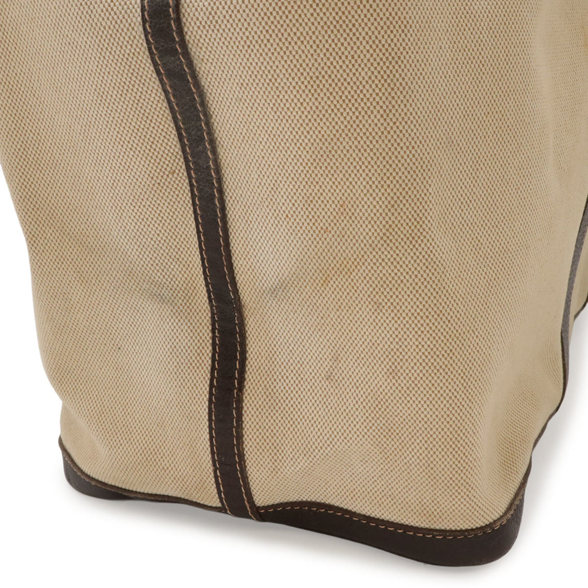 Hermes Beige Dark Brown Toile H Leather Handbag Tote Bag (Pre-Owned)