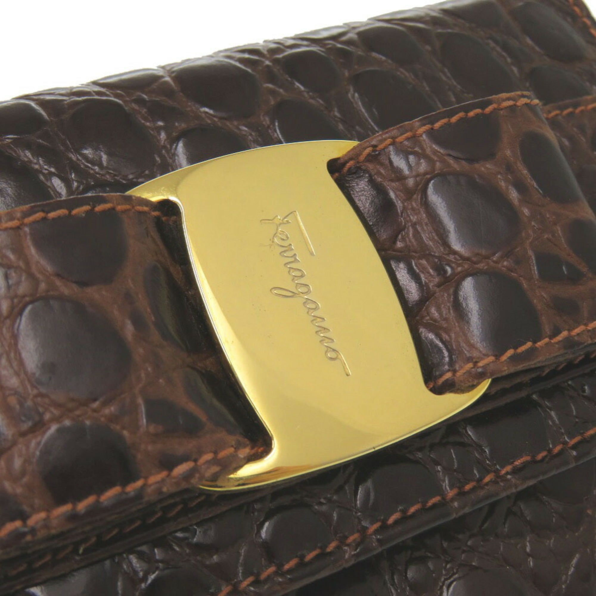 Salvatore Ferragamo Brown Leather Shoulder Bag (Pre-Owned)