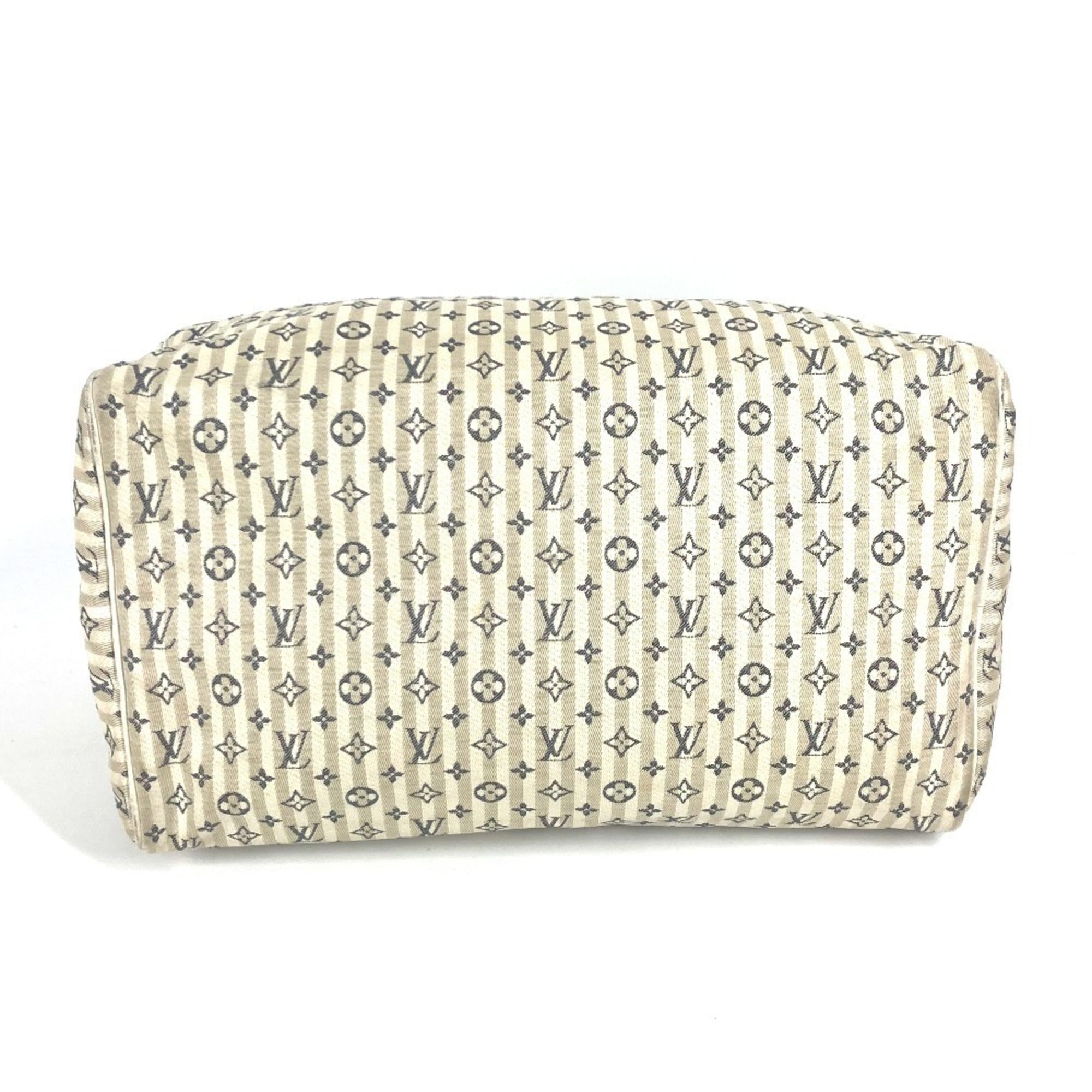 Louis Vuitton Monogram Mini Lin Navy White Monogram Mini Lin Boston Bag Handbag (Pre-Owned)