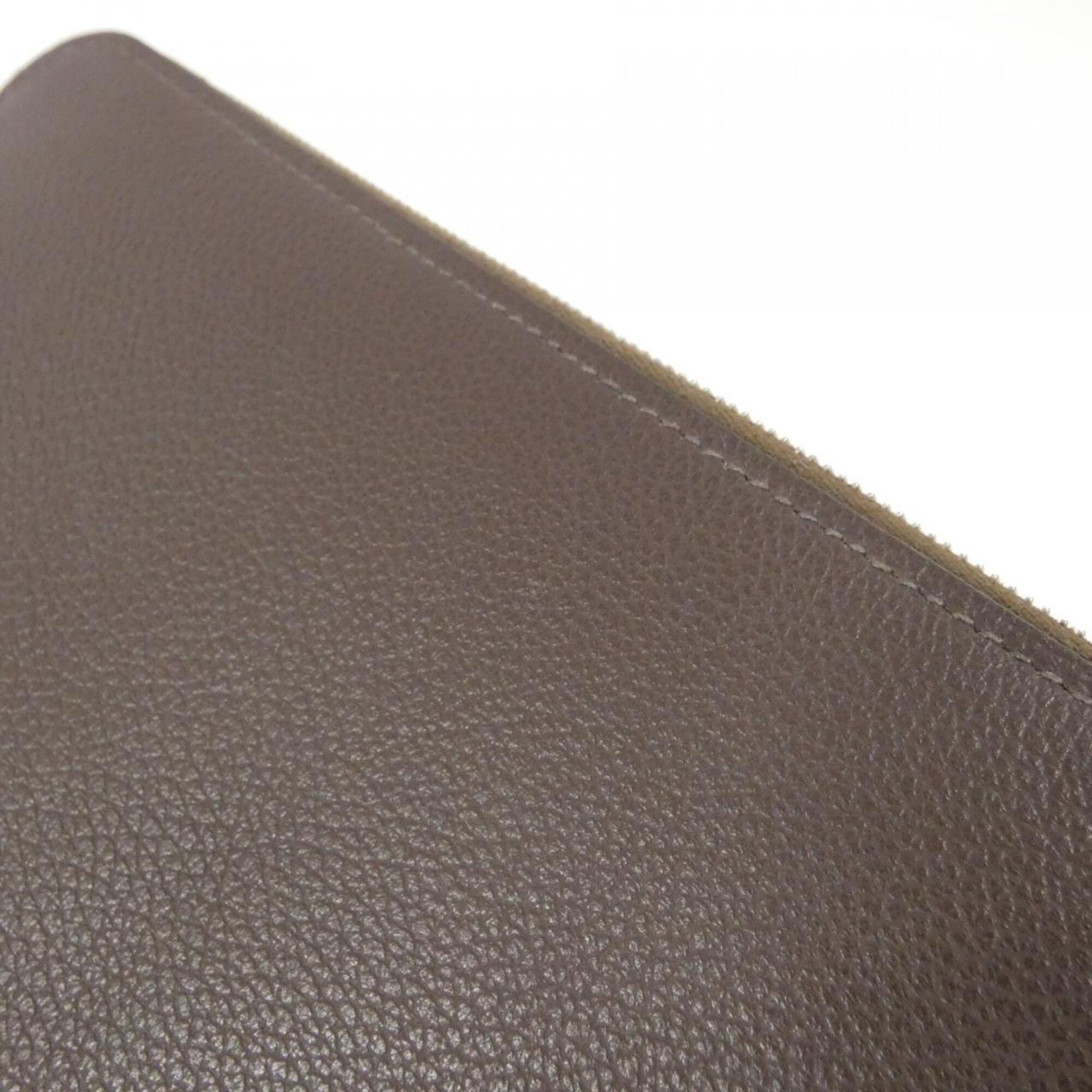 Hermes Brown Silk Leather Long Wallet (Bi-Fold) (Pre-Owned)