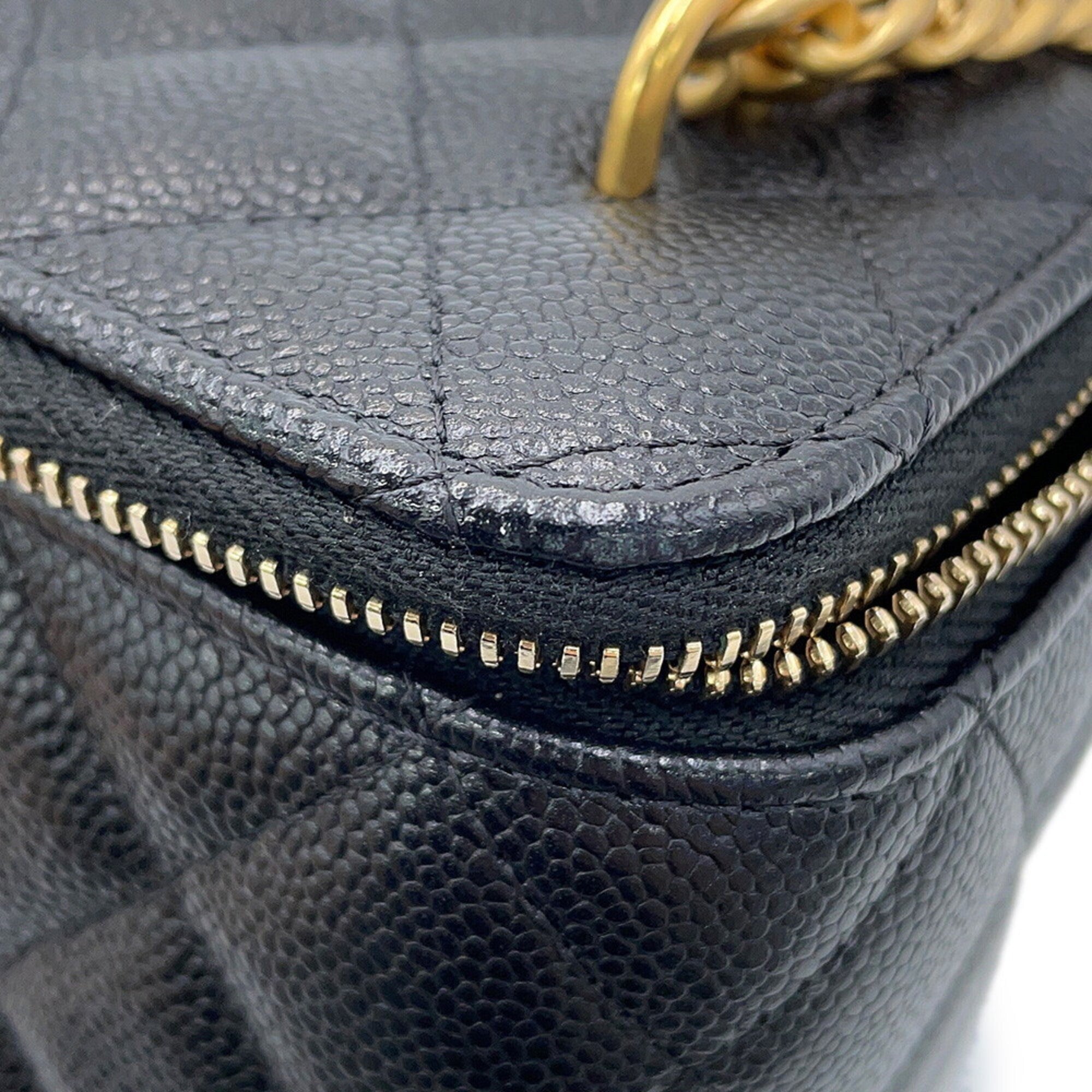 Chanel Black Grained Calfskin Shoulder Bag Vanity Bag (Pre-Owned)