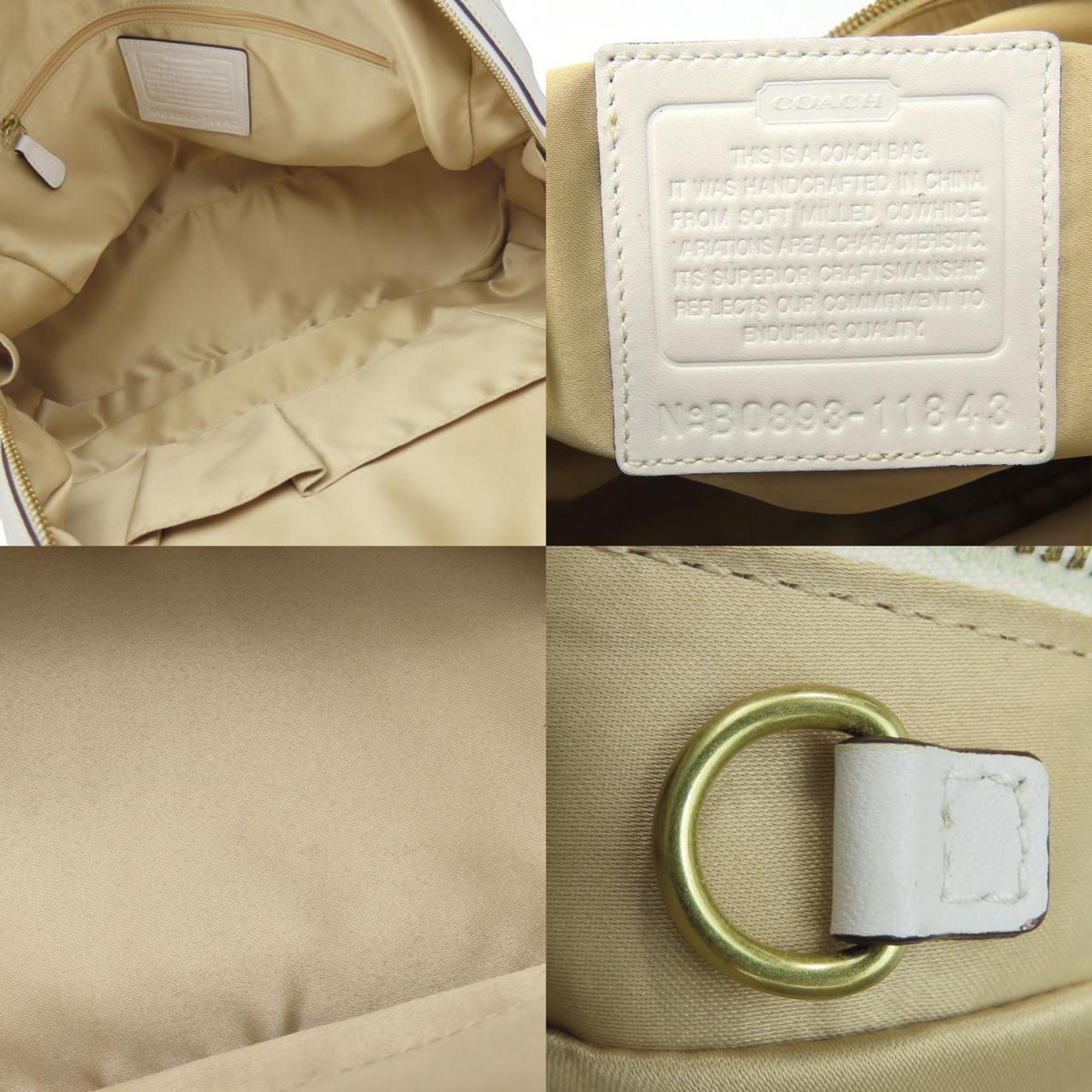Coach Brown White Leather Tote Bag (Pre-Owned)