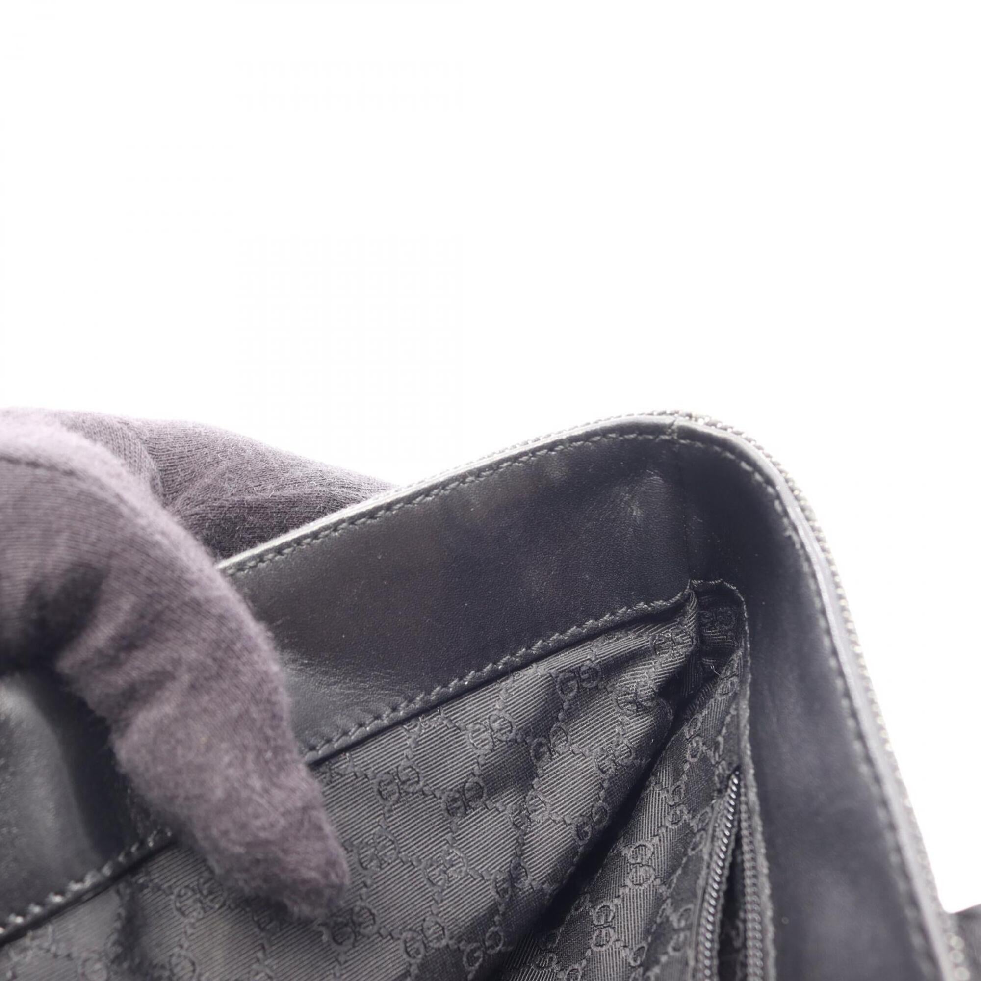 Gucci Black Green Red Color Canvas Leather Handbag (Pre-Owned)