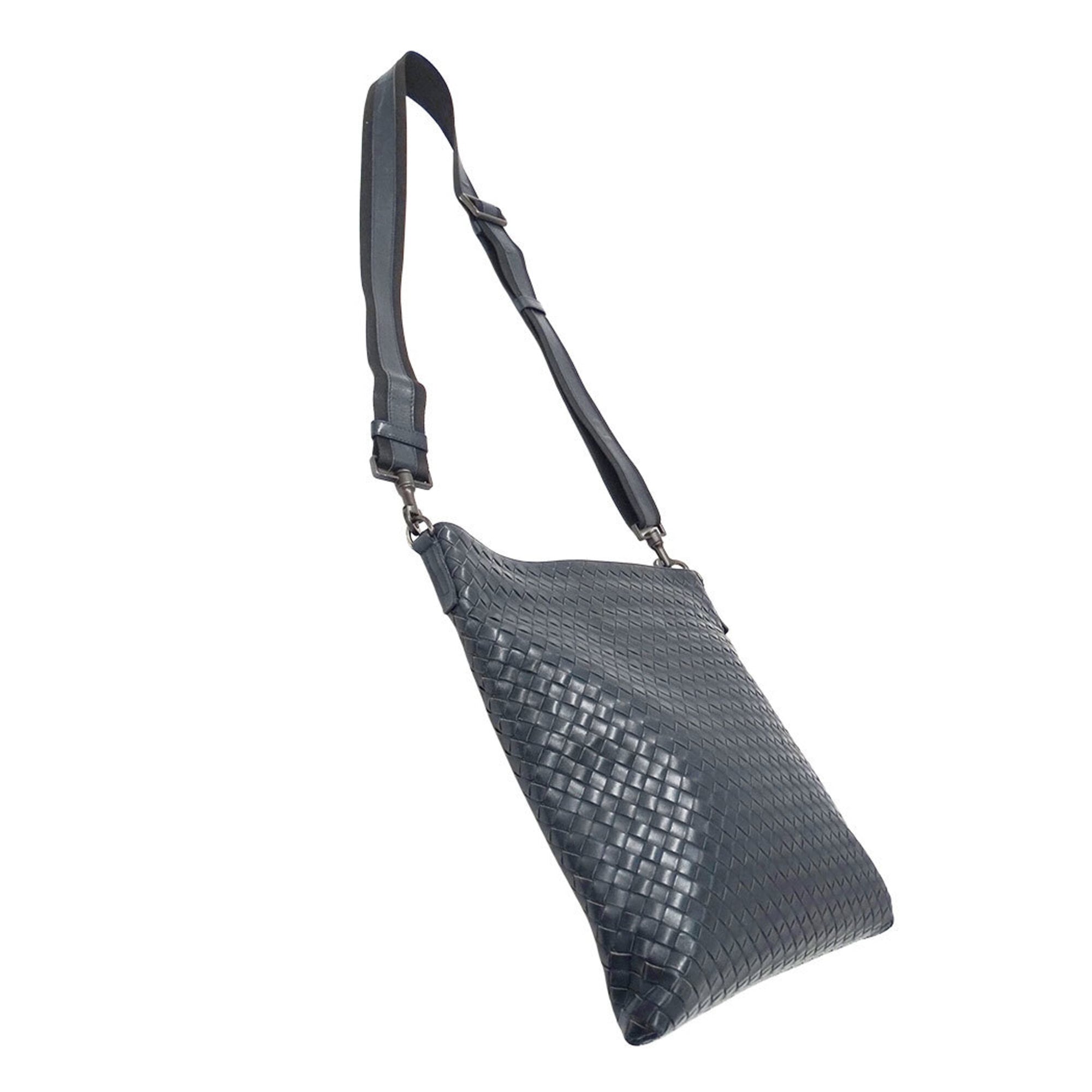 Bottega Veneta Navy Yellow Intrecciato Handbag Shoulder Bag (Pre-Owned)