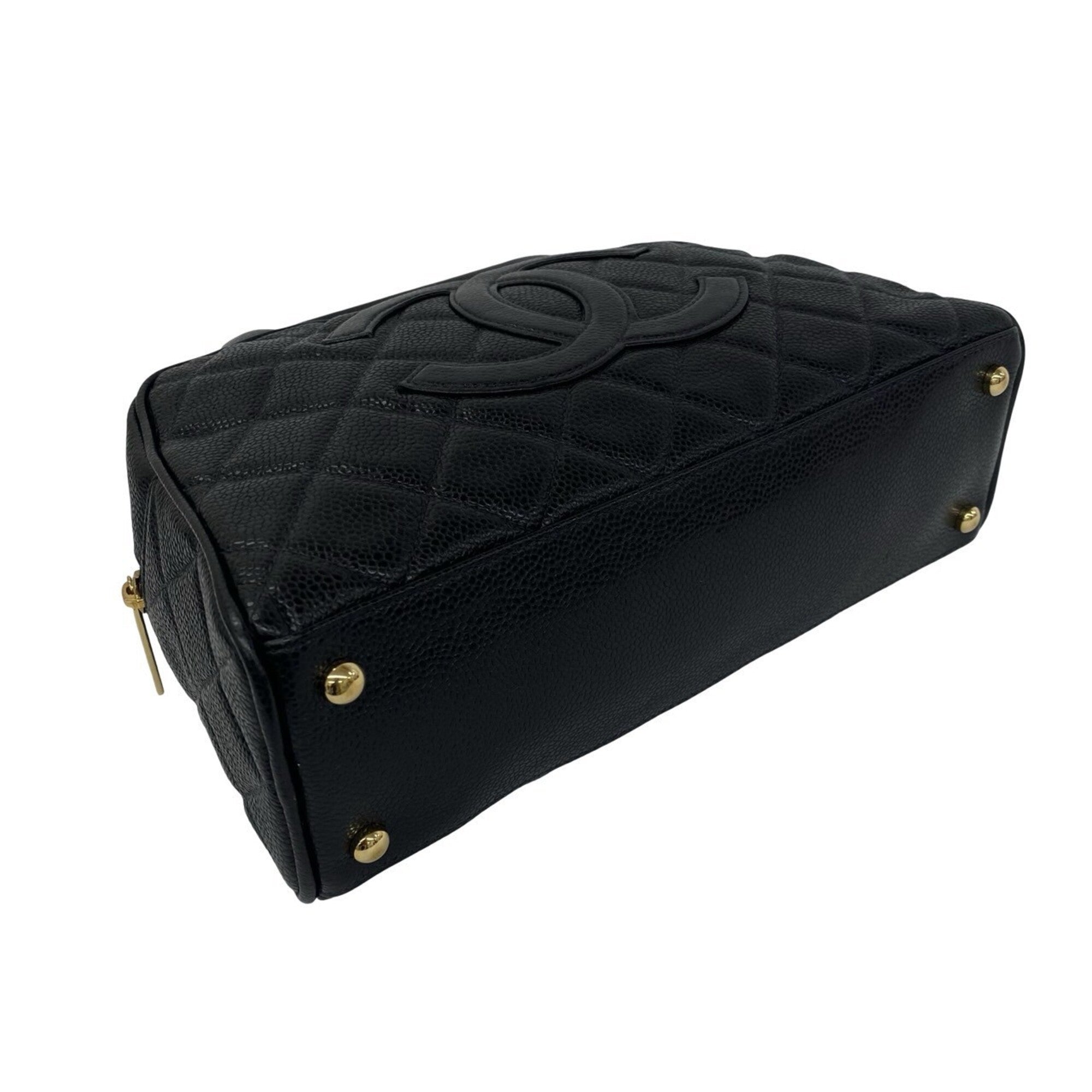 Chanel Black Grained Calfskin Boston Bag Handbag (Pre-Owned)