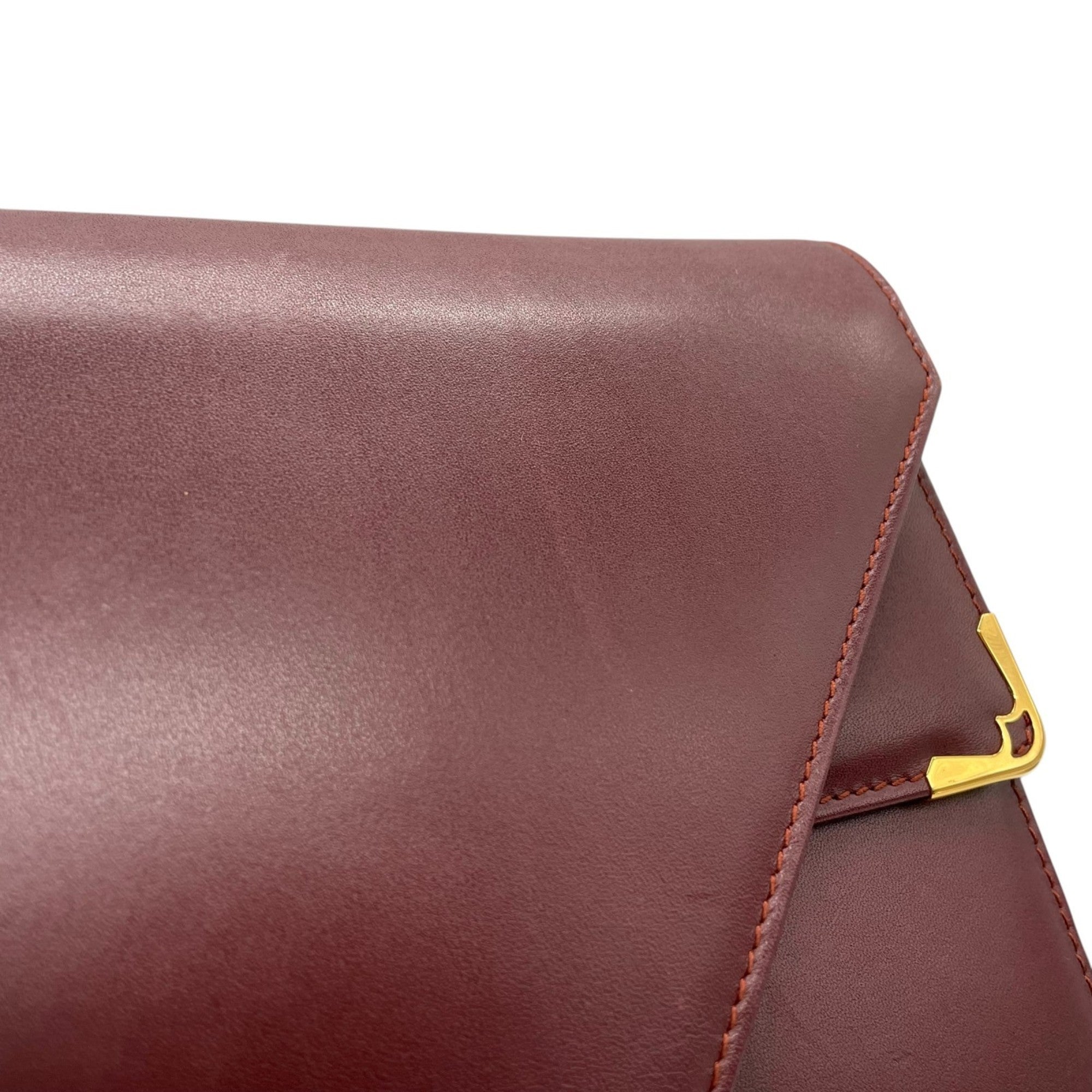 Cartier Bordeaux Wine Red Leather Shoulder Bag (Pre-Owned)