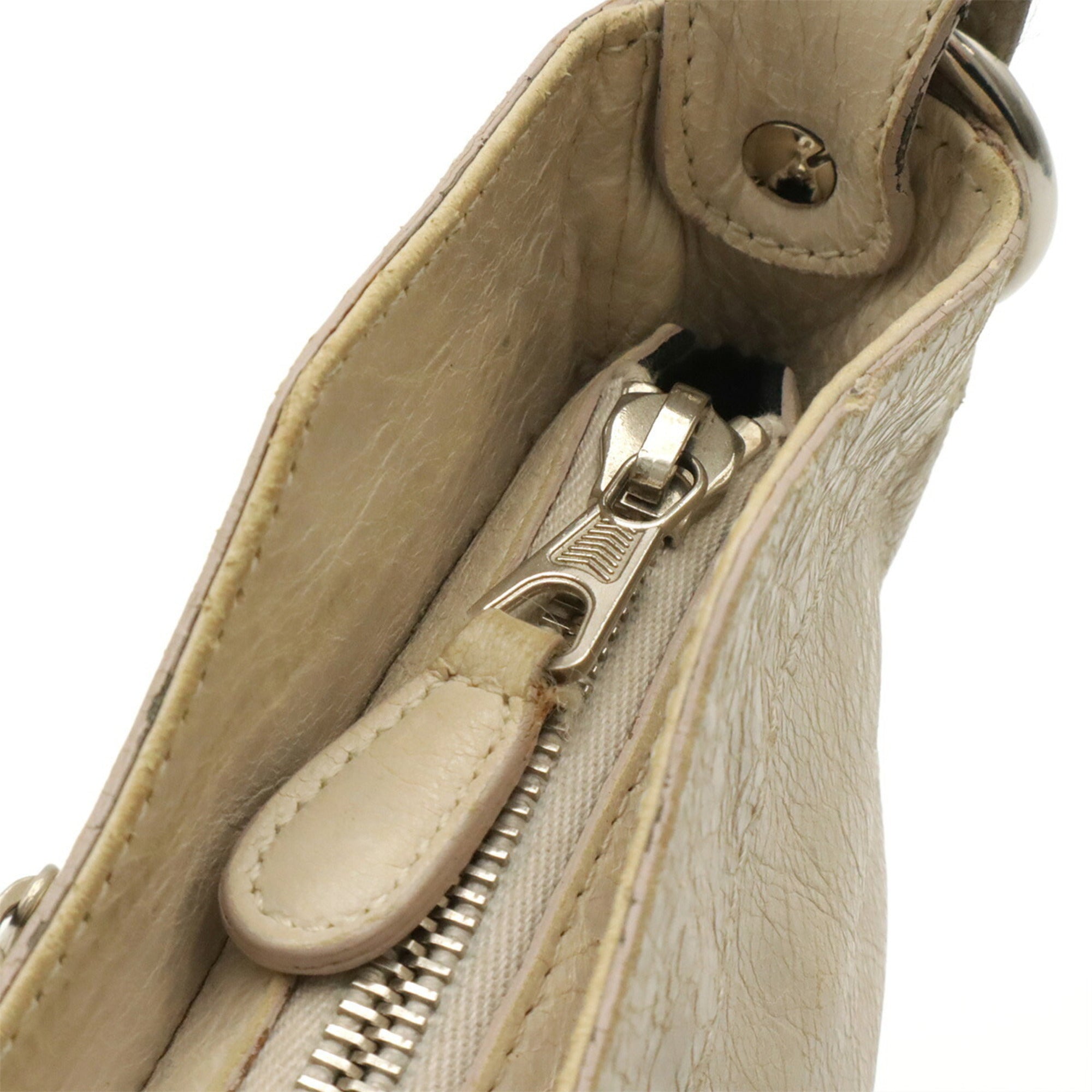 Balenciaga Ivory Leather Clutch Bag Pochette Shoulder Bag (Pre-Owned)