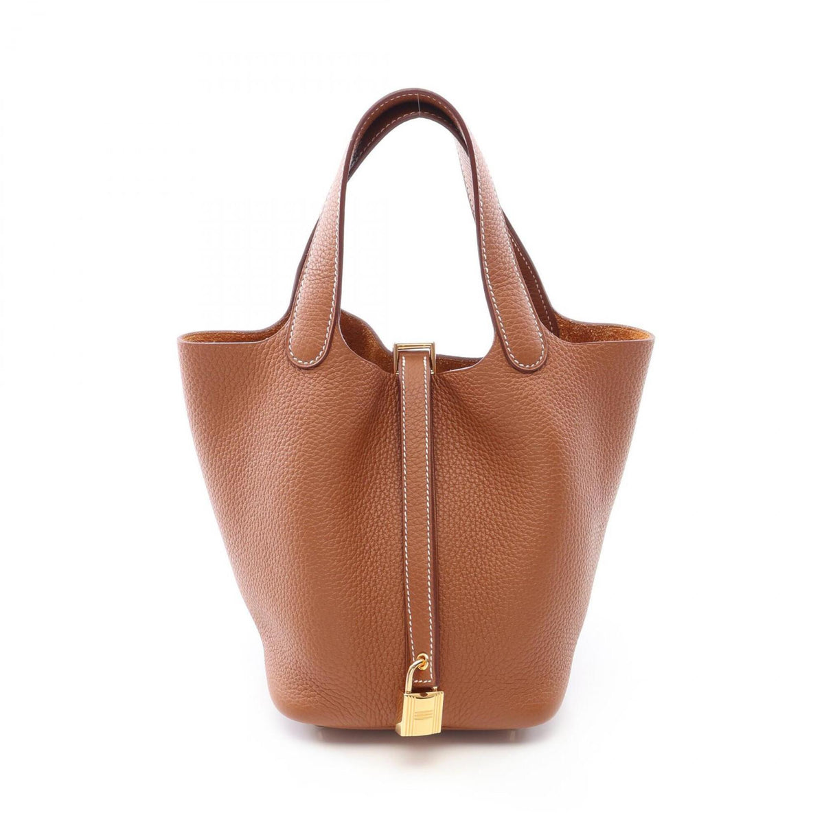 Hermes Brown Gold Brown Taurillon Clemence Leather Handbag (Pre-Owned)
