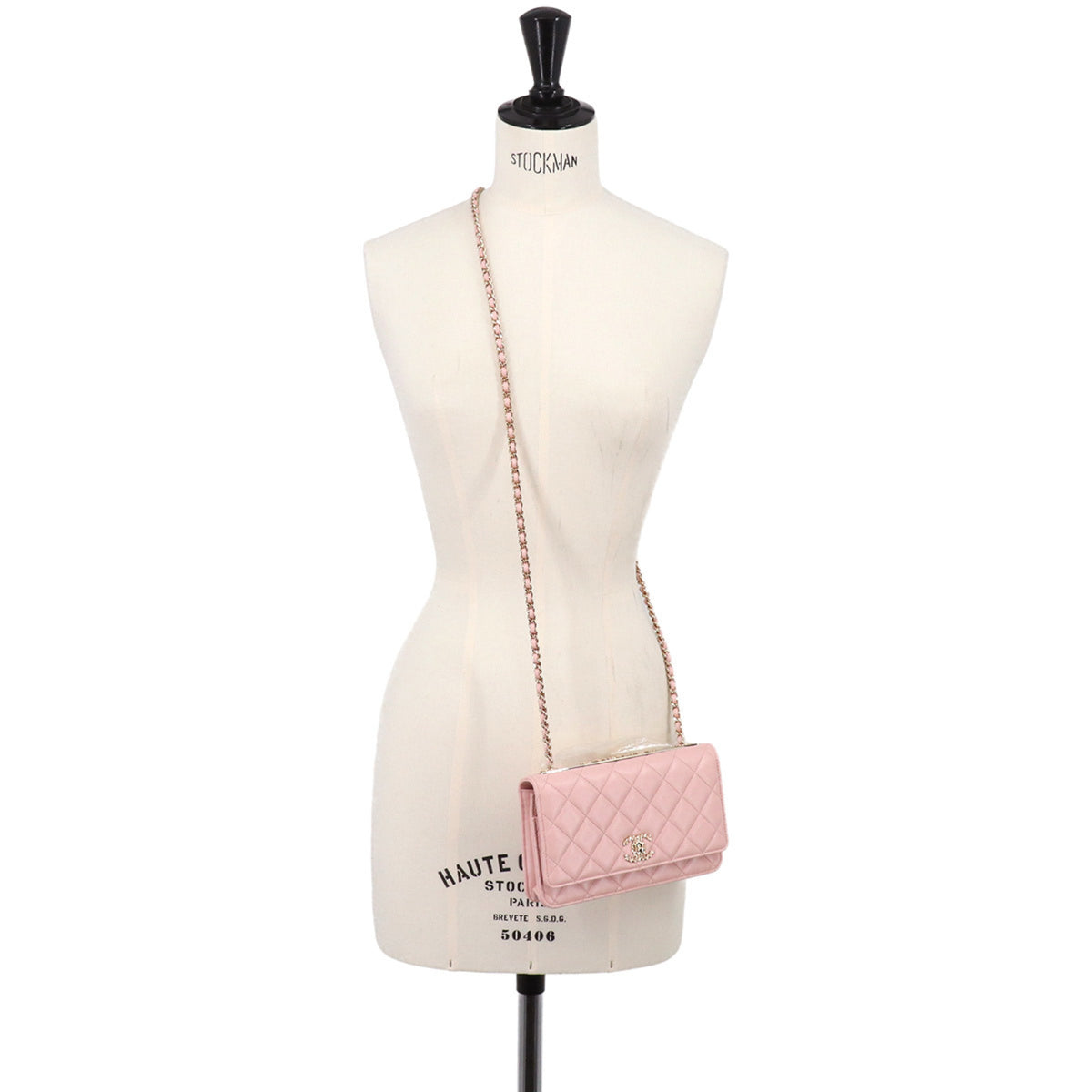Chanel Pink Leather Chain/Shoulder Wallet (Pre-Owned)