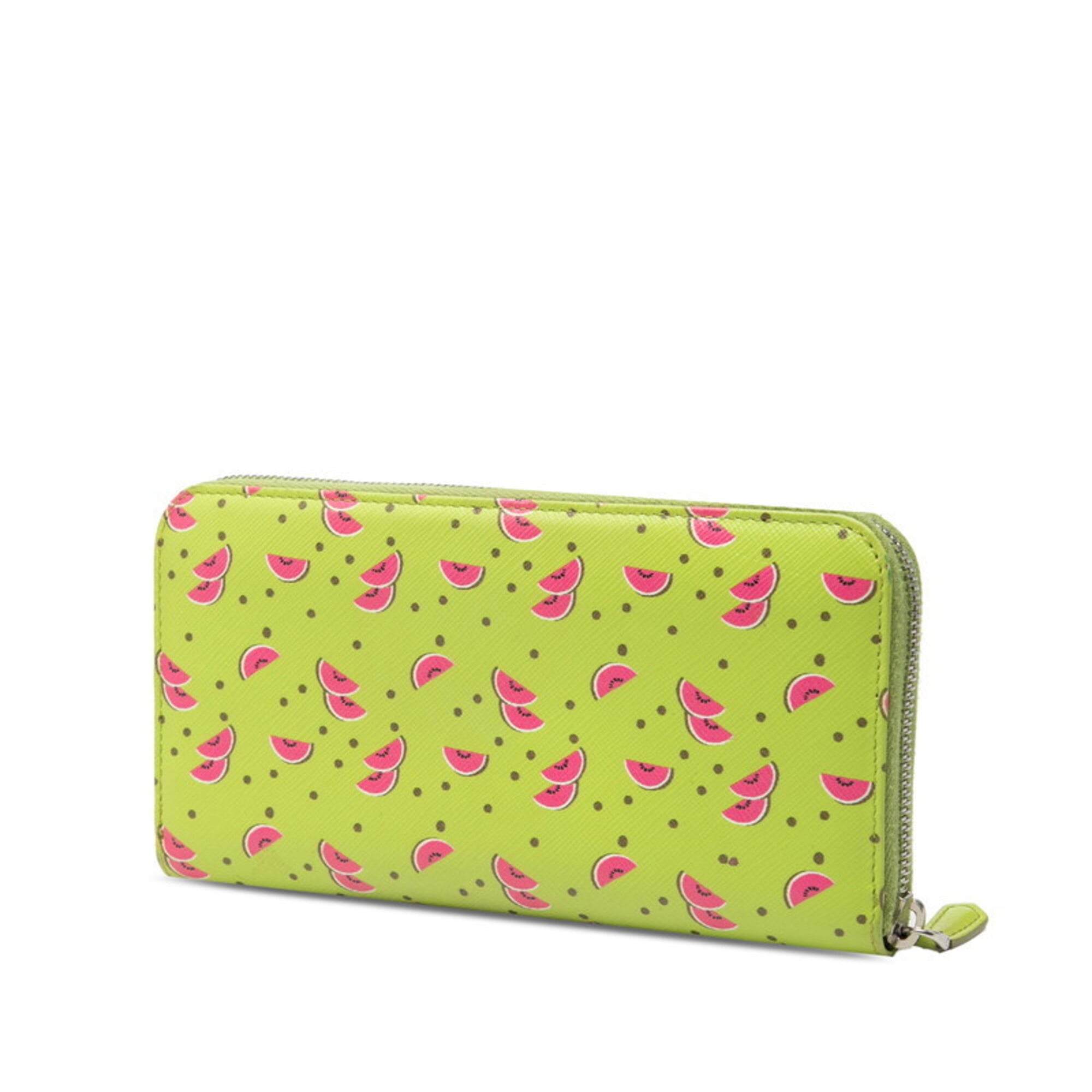 Prada Green Leather Long Wallet (Bi-Fold) (Pre-Owned)